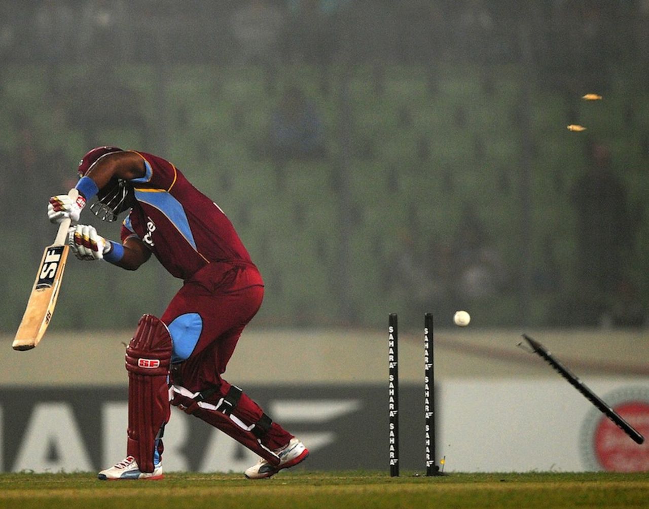 Dwayne Smith was bowled for 24, Bangladesh v West Indies, only Twenty20, Mirpur, December 10, 2011
