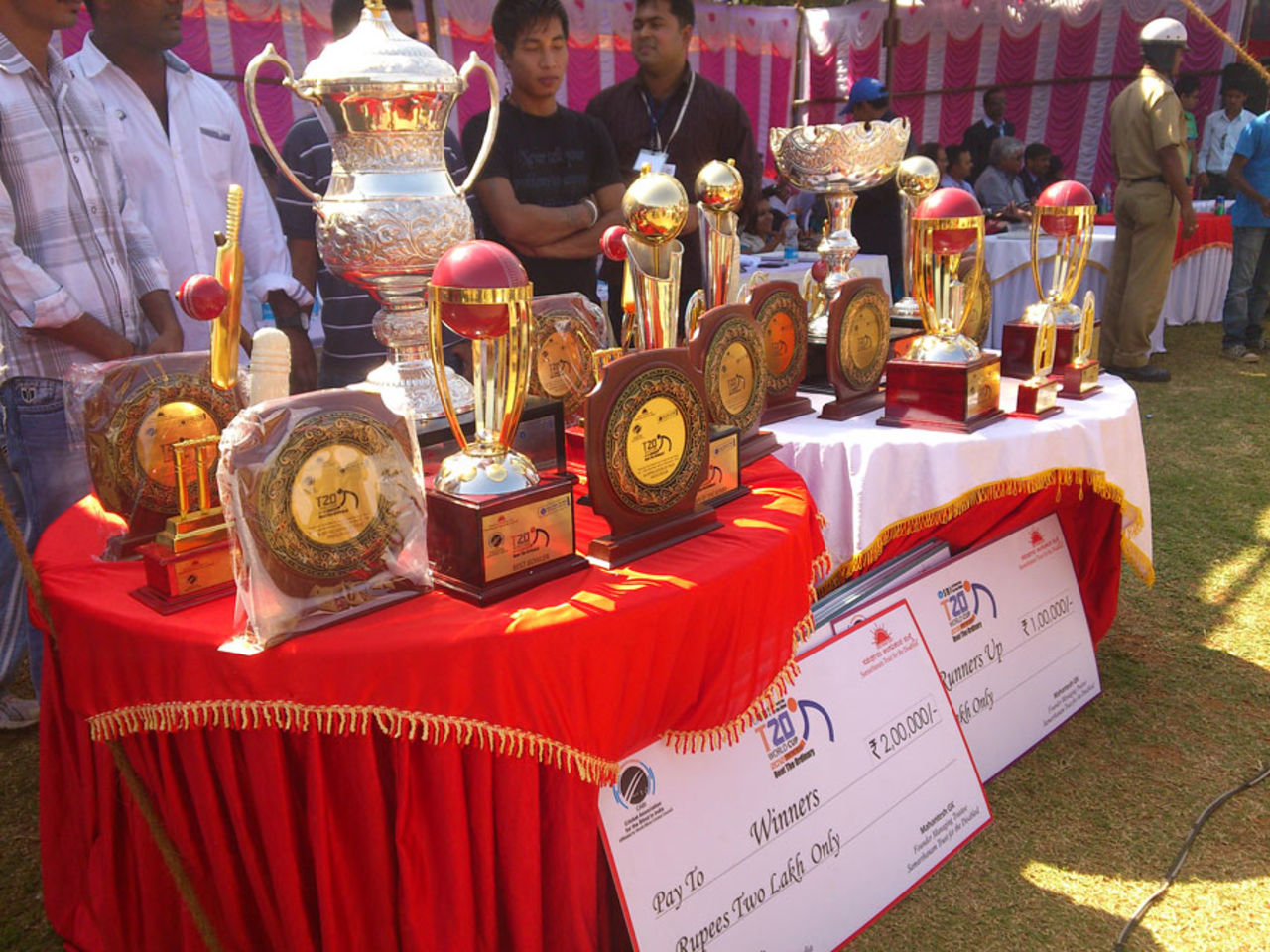 The trophies and mementos at the T20 World Cup for the Blind, Bangalore, December 13, 2012