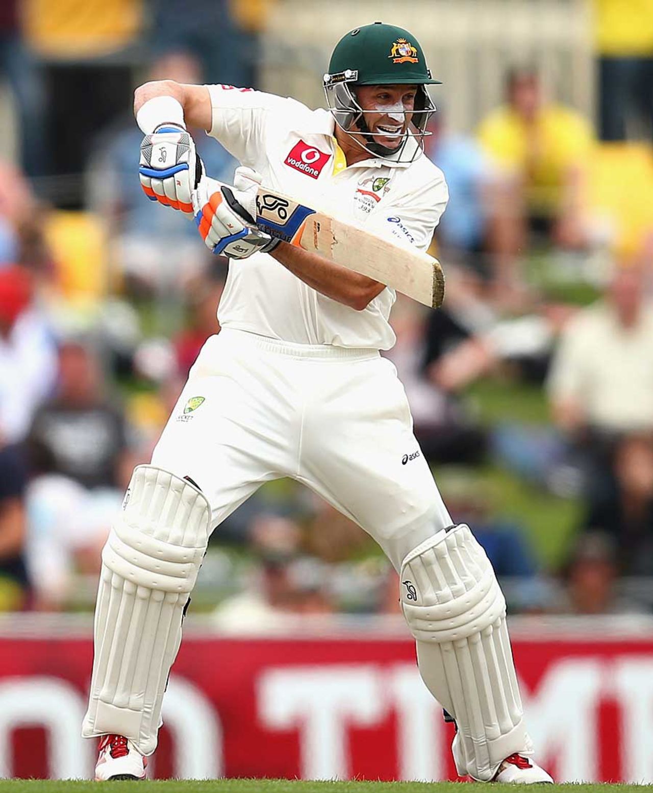 Michael Hussey guides one behind point, Australia v Sri Lanka, 1st Test, Hobart, 1st day, December 14, 2012