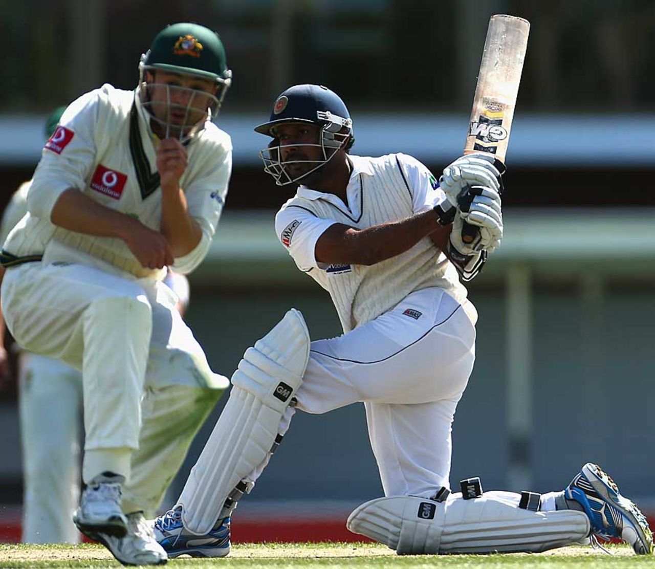 Prasanna Jayawardene swings across the line, Australia v Sri Lanka, 1st Test, Hobart, 3rd day, December 16, 2012