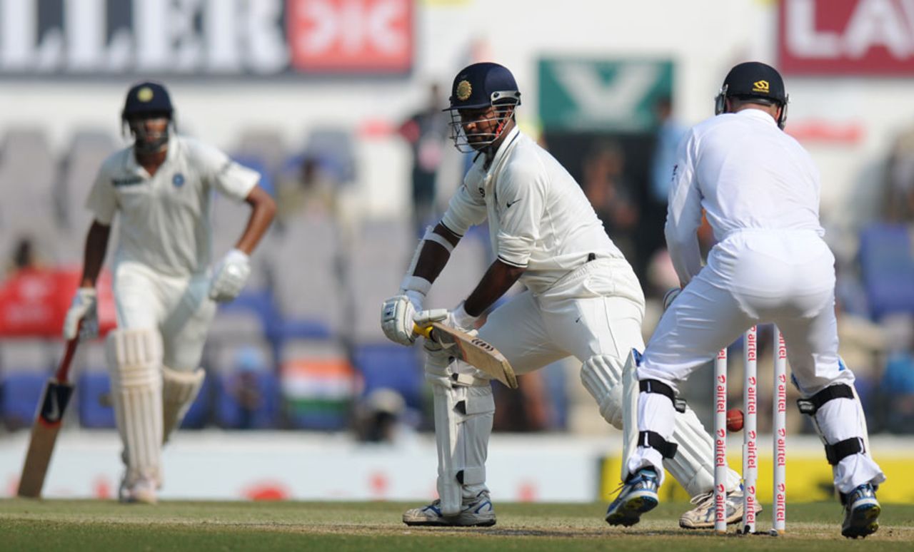 Pragyan Ojha gloved the ball on to his stumps, India v England, 4th Test, Nagpur, 4th day, December 16, 2012