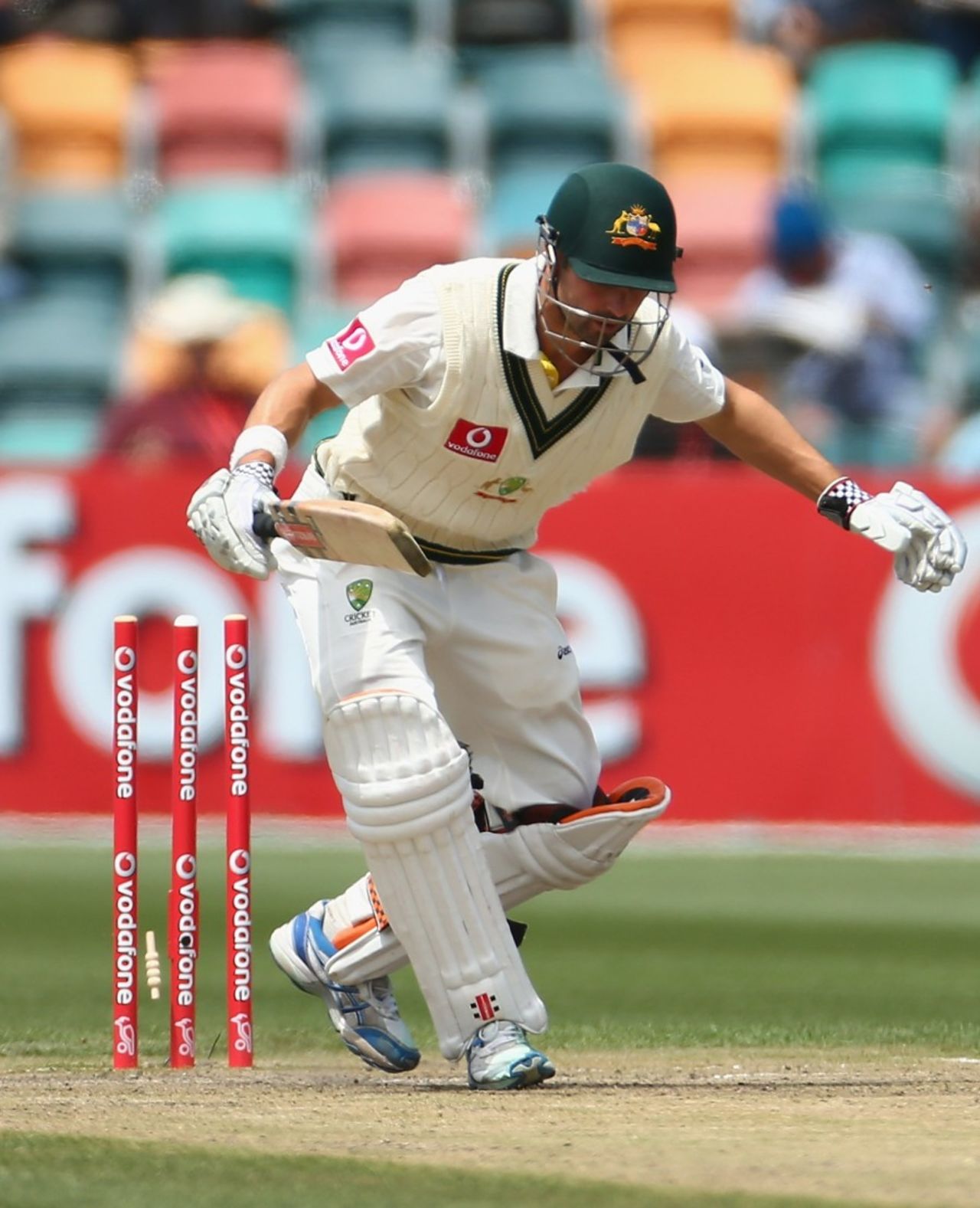 Ed Cowan is bowled for 56, Australia v Sri Lanka, 1st Test, Hobart, 4th day, December 17, 2012