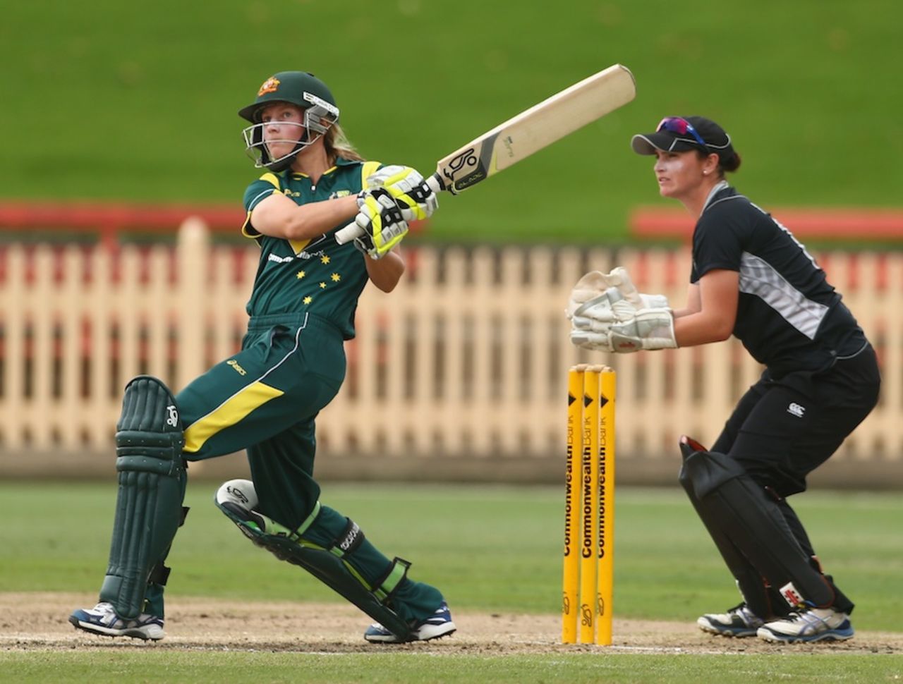 Meg Lanning pulls during her 103 off 50 balls, Australia v New Zealand, 3rd Women's ODI, North Sydney Oval, Sydney, December 17, 2012