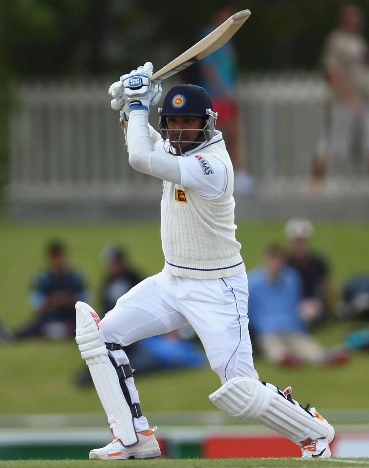 Kumar Sangakkara drives through the off side, Australia v Sri Lanka, 1st Test, Hobart, 5th day, December 18, 2012