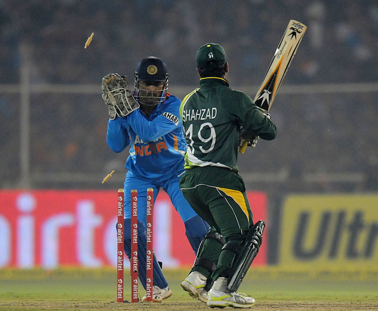 Ahmed Shehzad is stumped, India v Pakistan, 2nd Twenty20, Ahmedabad, December 28, 2012