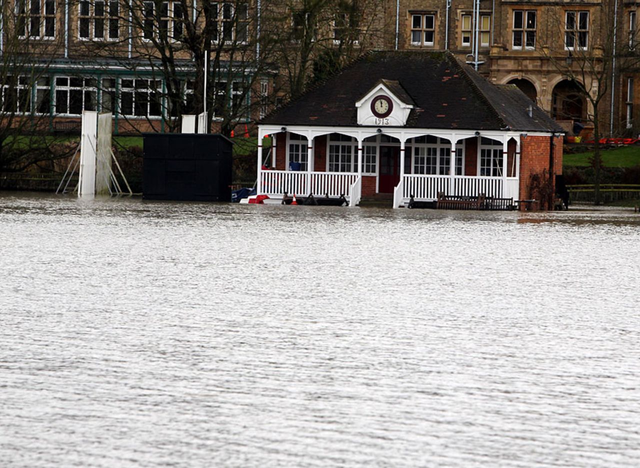 A flooded Magdalen College ground in Oxford, December 28, 2012