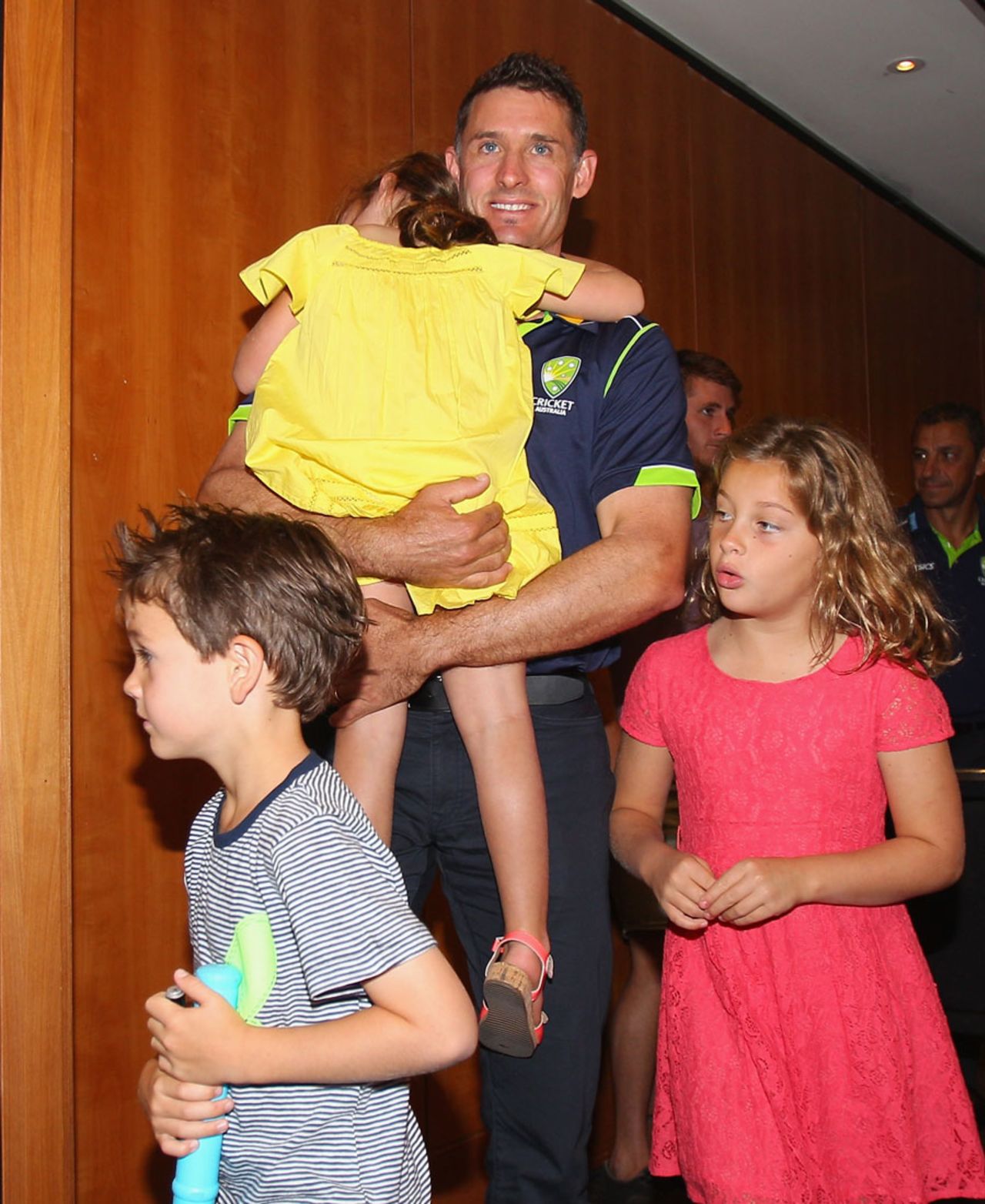 Michael Hussey with his family after announcing his retirement, Melbourne, December 30, 2012