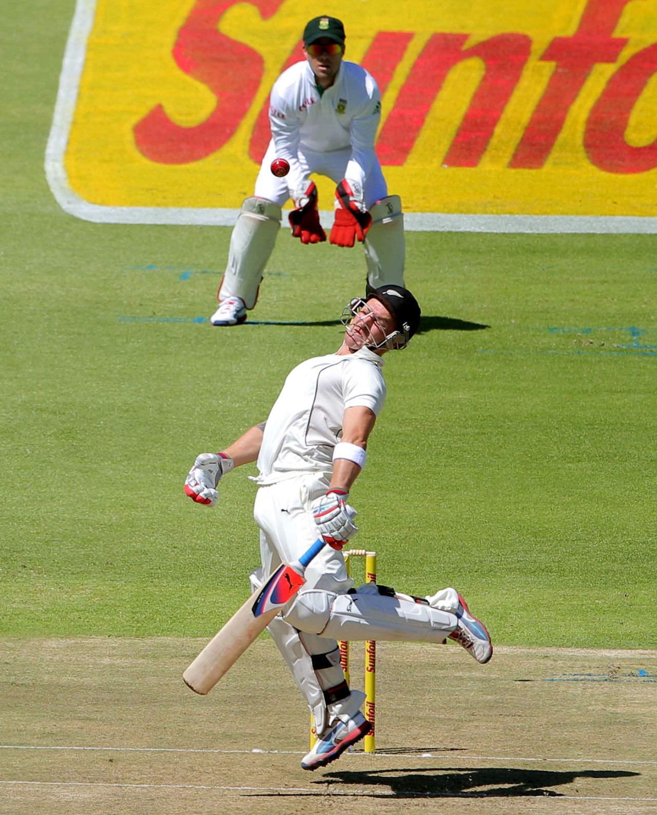 Brendon McCullum evades a bouncer, South Africa v New Zealand, 1st Test, Cape Town, 1st day, January 2, 2013