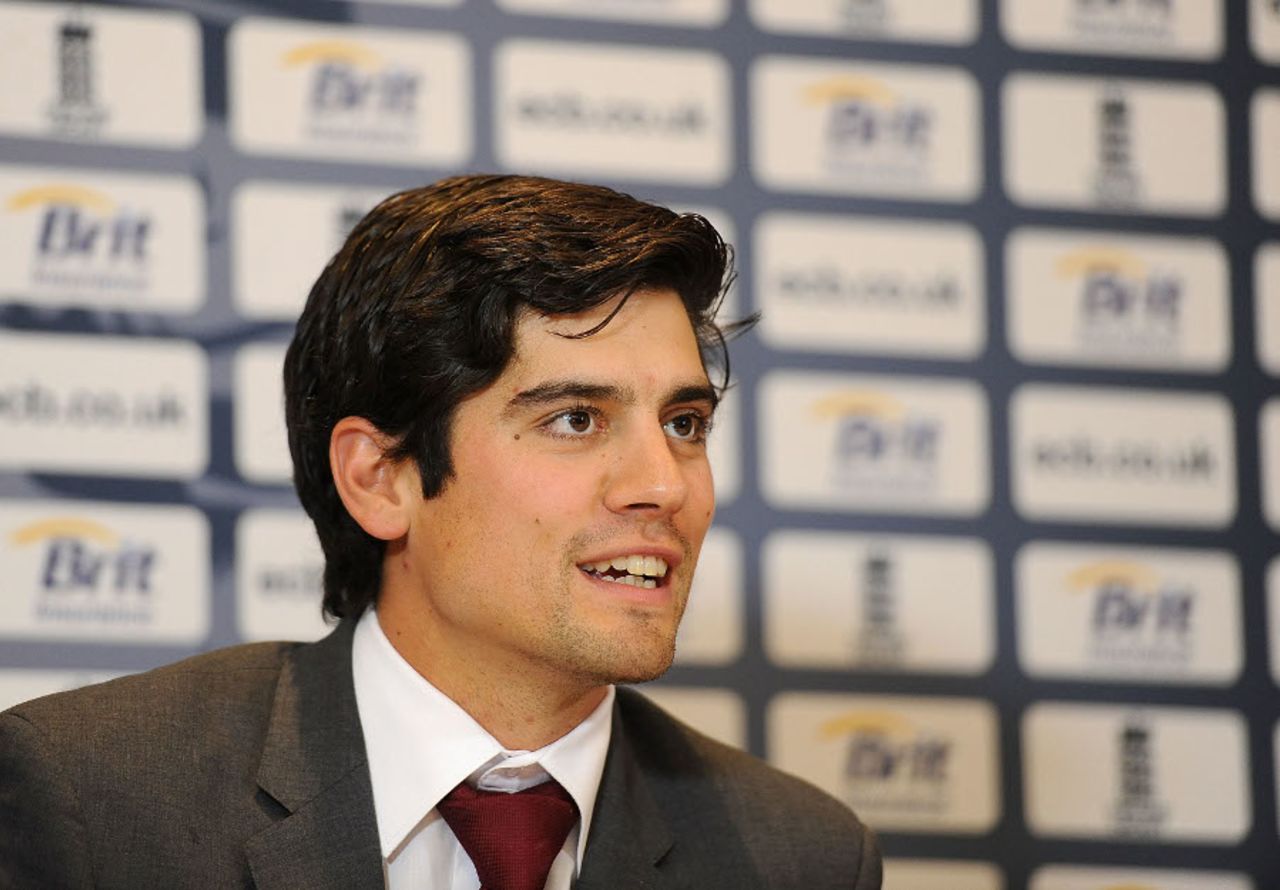 Alastair Cook speaks to the press before flying back to India, Heathrow, January 2, 2013