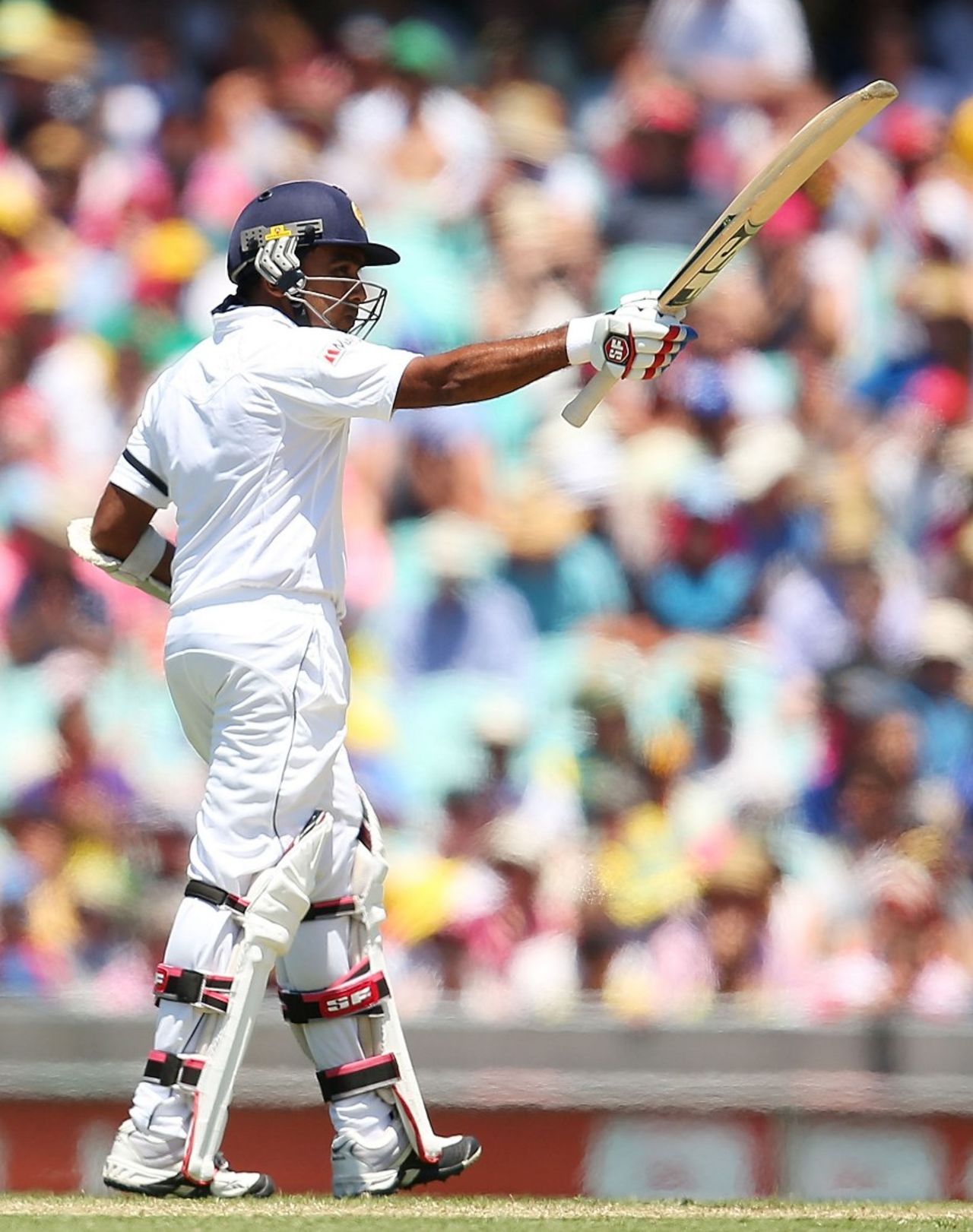 Mahela Jayawardene celebrates his half-century, Australia v Sri Lanka, 3rd Test, Sydney, 1st day, January 3, 2013