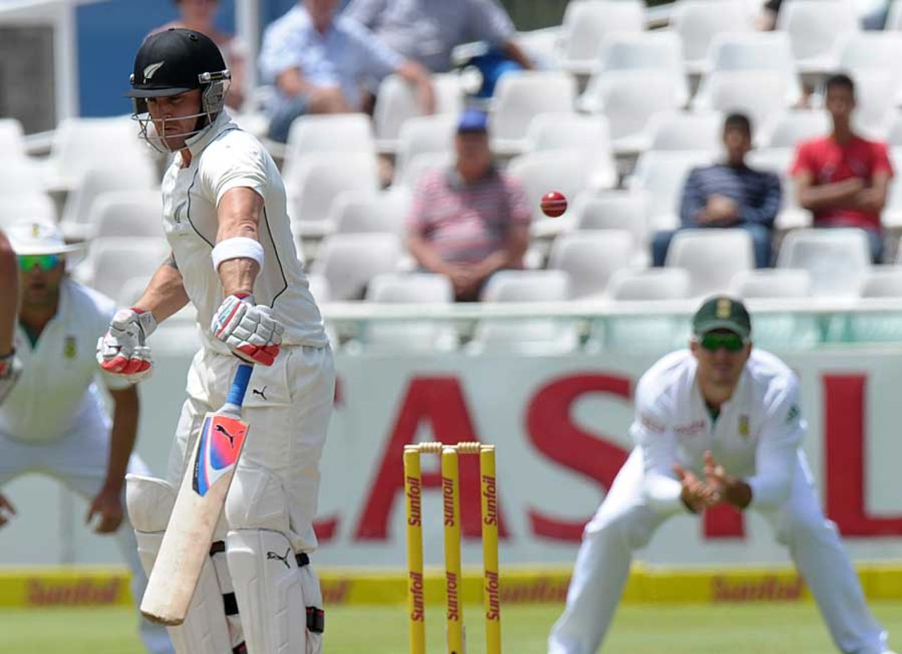 Brendon McCullum plays and misses, South Africa v New Zealand, 1st Test, Cape Town, 2nd day, January 3, 2013