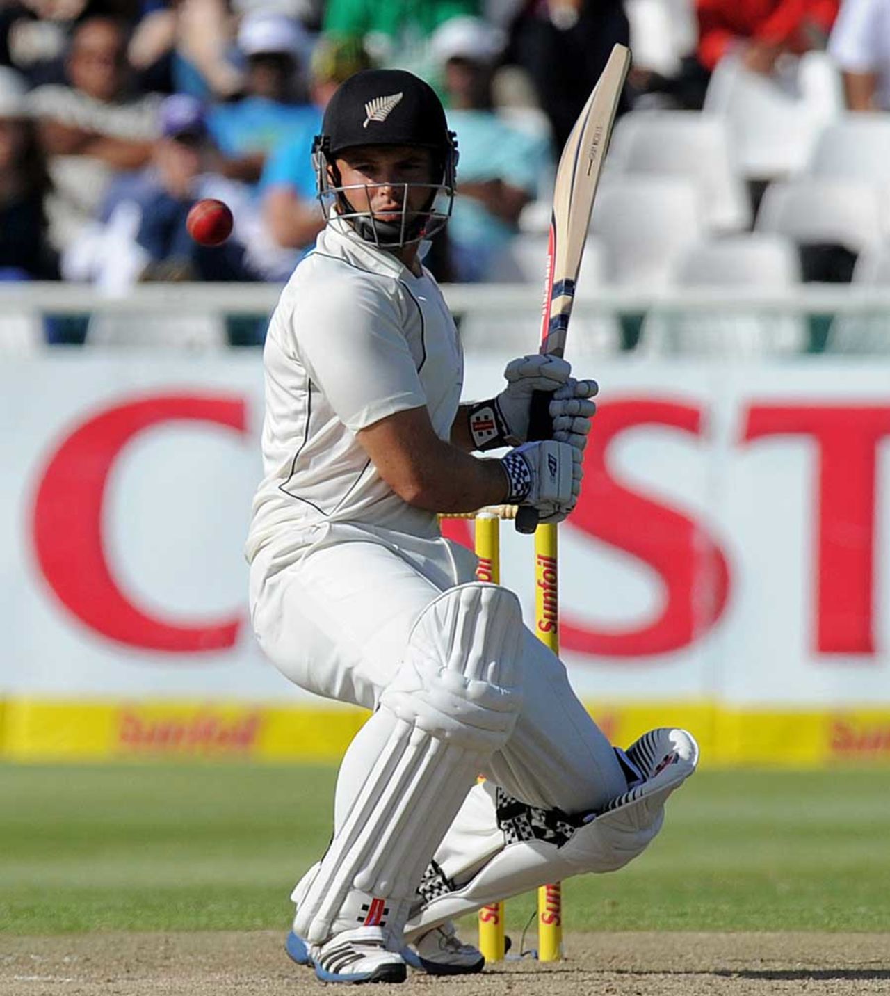 Daniel Flynn prepares to leave one alone, South Africa v New Zealand, 1st Test, Cape Town, 2nd day, January 3, 2013