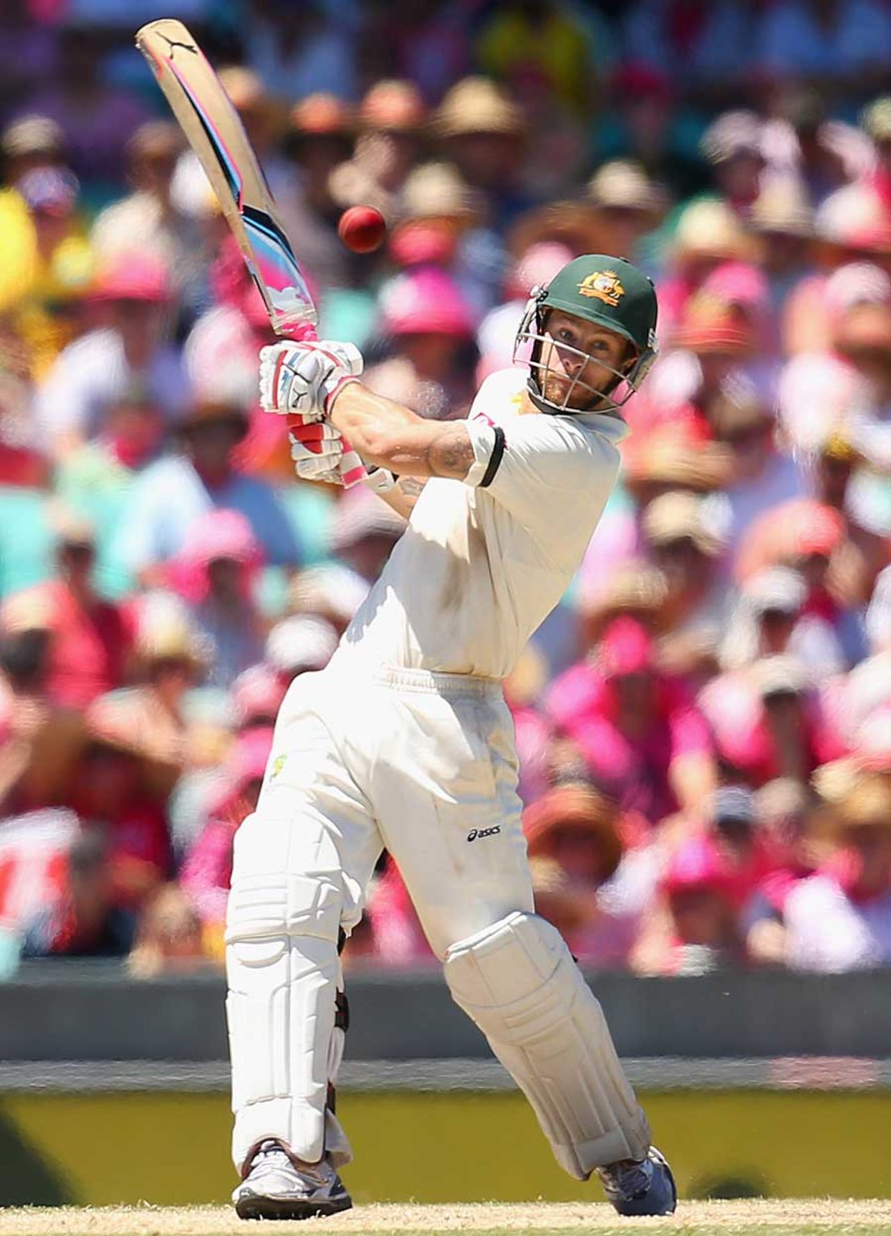 Matthew Wade goes over the top during his second Test ton, Australia v Sri Lanka, 3rd Test, Sydney, 3rd day, January 5, 2013
