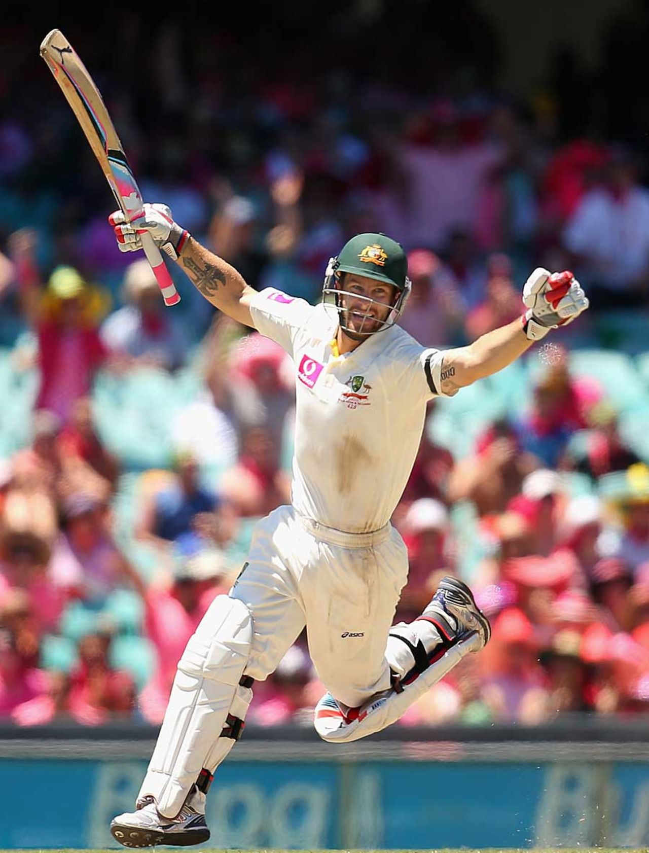 Matthew Wade celebrates his century, Australia v Sri Lanka, 3rd Test, Sydney, 3rd day, January 5, 2013
