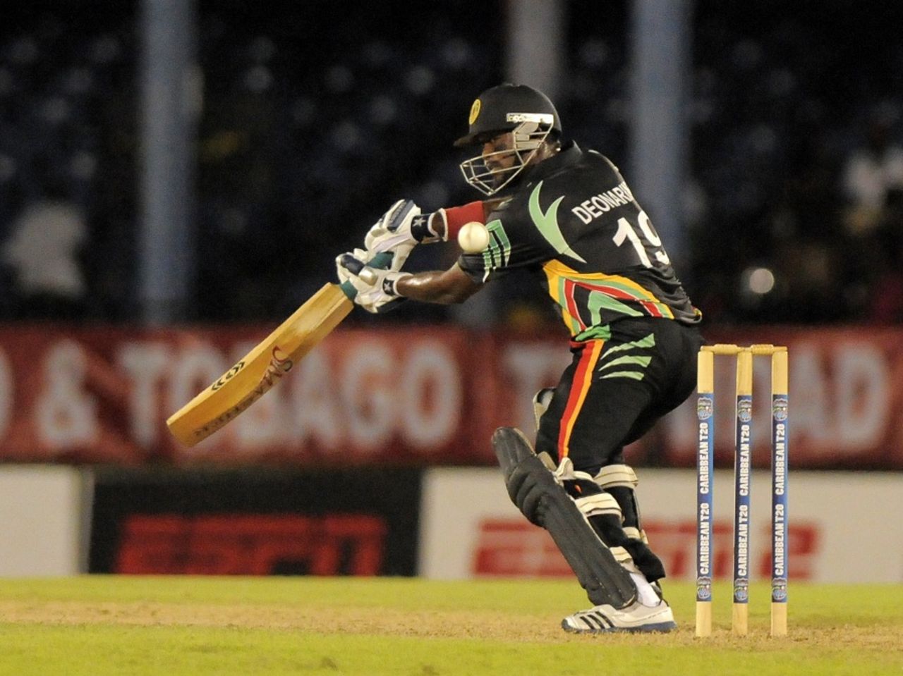 Narsingh Deonarine cuts during his knock of 57, Combined Campuses and Colleges v Guyana, Caribbean T20, Port of Spain, January 7, 2013