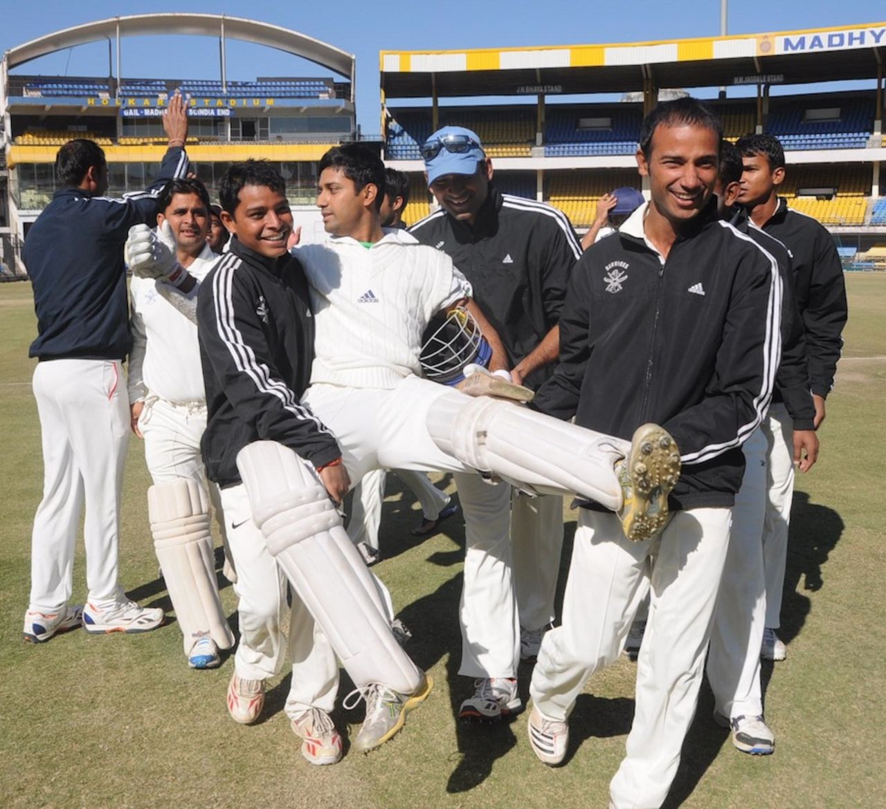 Soumik Chatterjee, the Services captain, won the match despite his injured leg, Services v Uttar Pradesh, Ranji Trophy quarter-final, Indore, 3rd day, January 8, 2013
