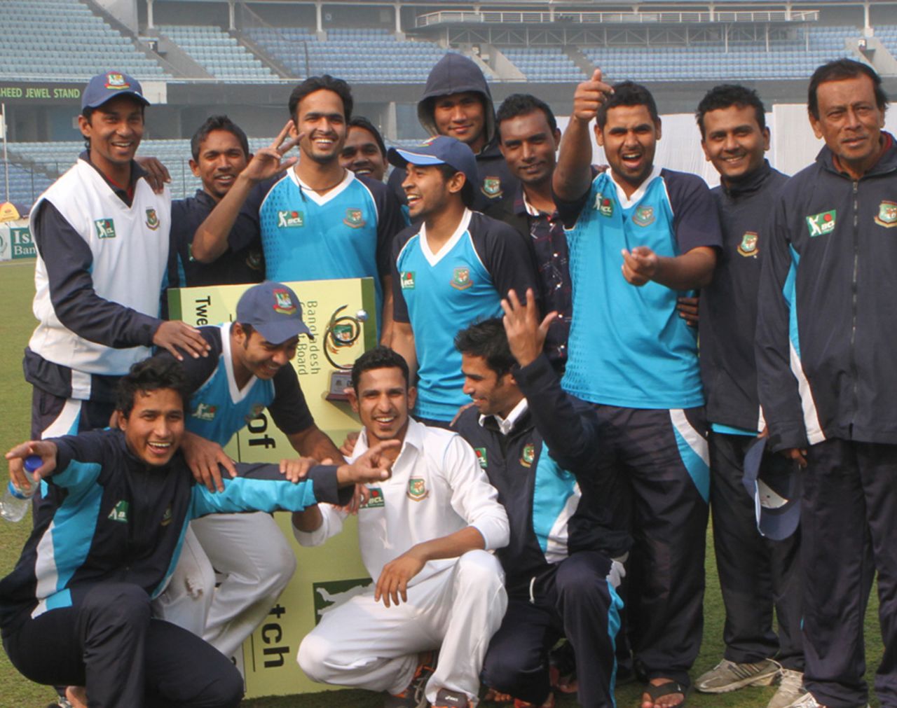 North Zone players celebrate their victory over South Zone, North Zone v South Zone, Bangladesh Cricket League, Mirpur, January 11, 2013.