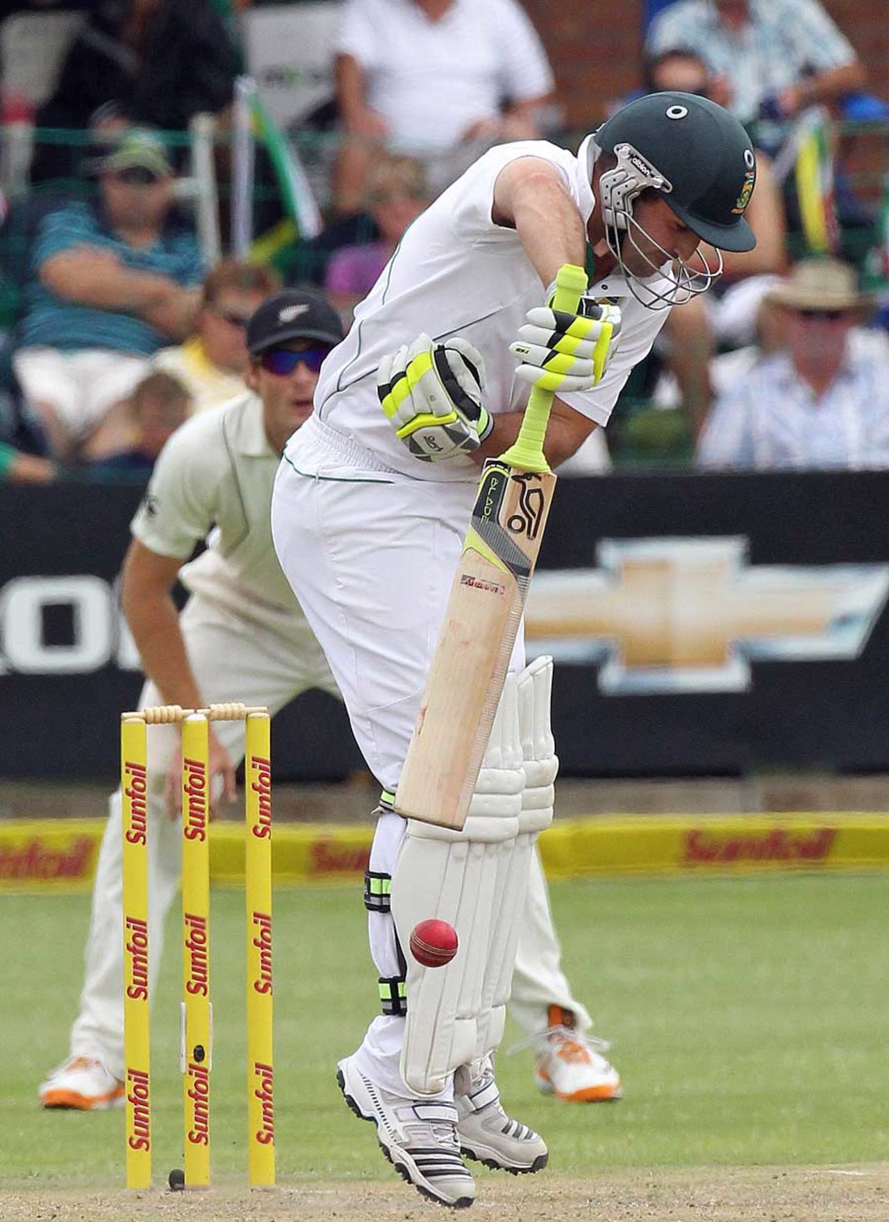 Dean Elgar made a nervous start to his innings, South Africa v New Zealand, 2nd Test, Port Elizabeth, 2nd day, January 12, 2013
