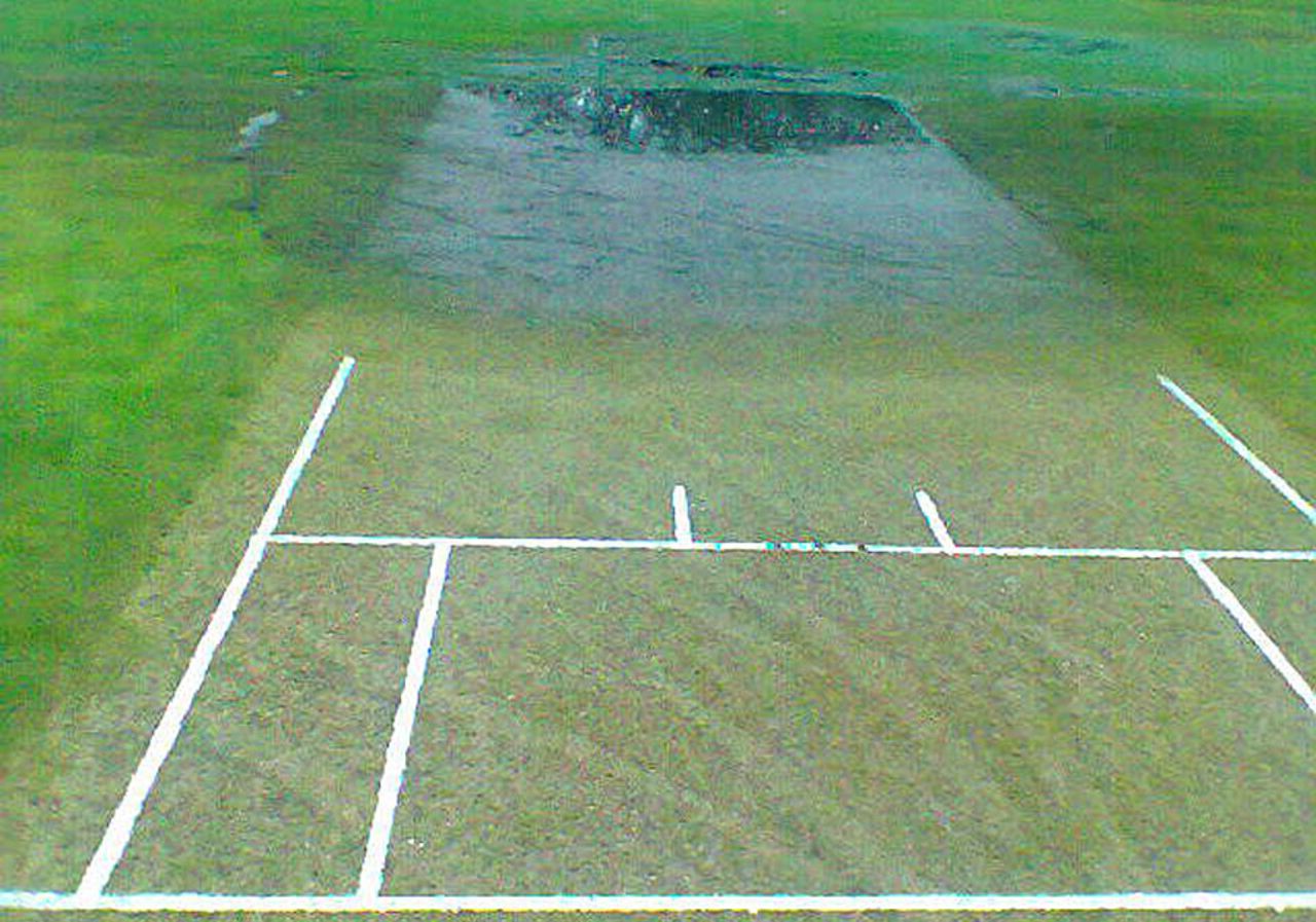 The waterlogged pitch at Triangle Country Club, Triangle, January 12, 2013