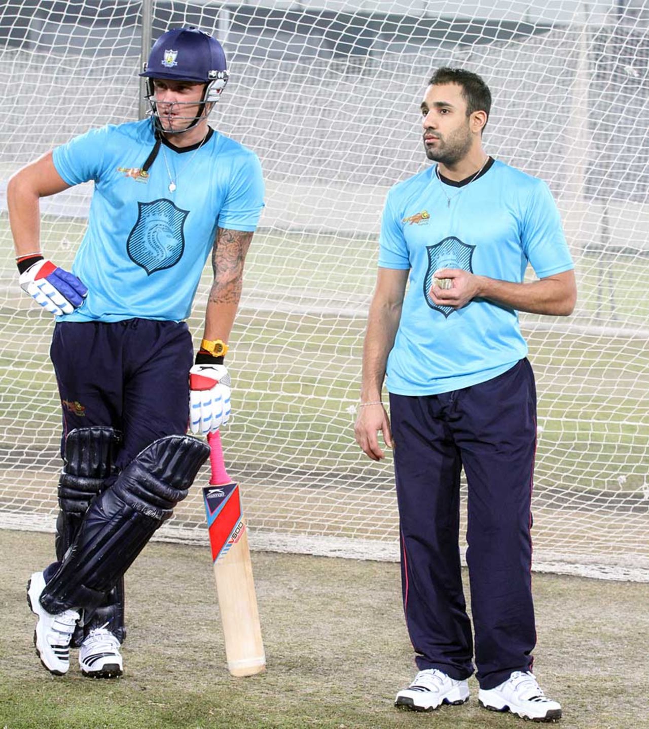 Jason Roy and Ravi Bopara have their first net with BPL franchise Chittagong Kings, Dhaka, January 14, 2013