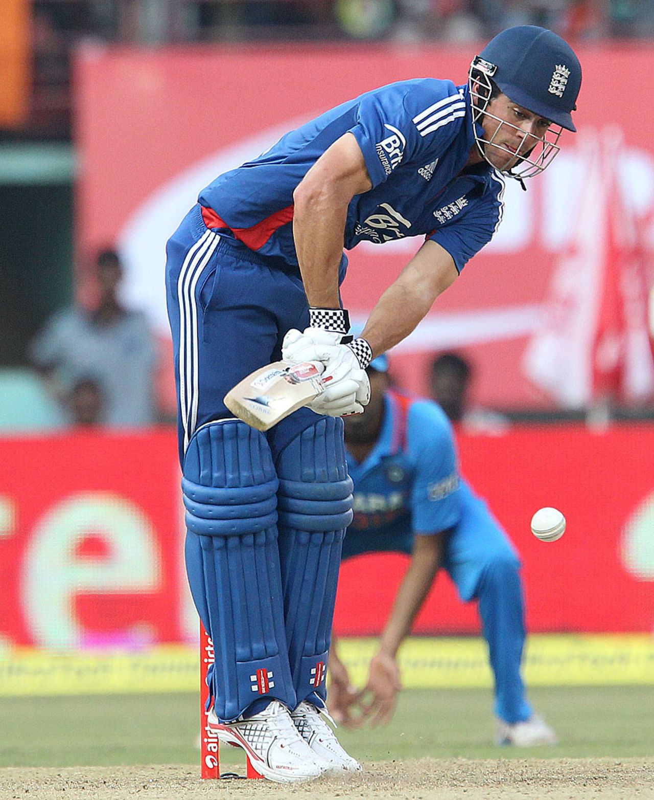 Alastair Cook is struck on the pads, India v England, 2nd ODI, Kochi, January 15, 2013