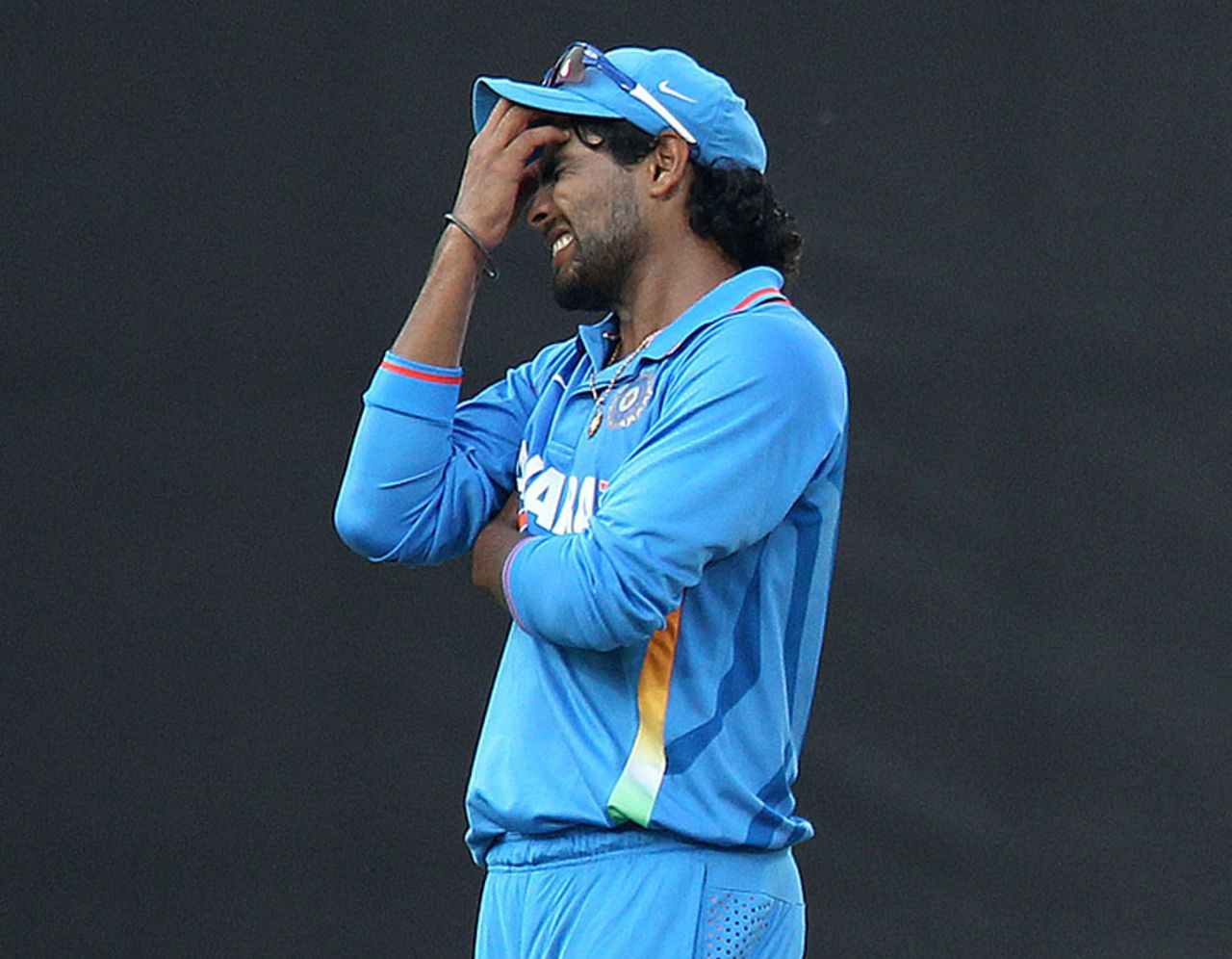 Ravindra Jadeja reacts after spurning an opportunity for a run-out, India v England, 2nd ODI, Kochi, January 15, 2013