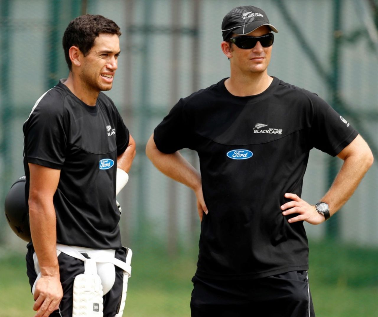 Ross Taylor and Shane Bond chat at training, Colombo, November 23, 2012