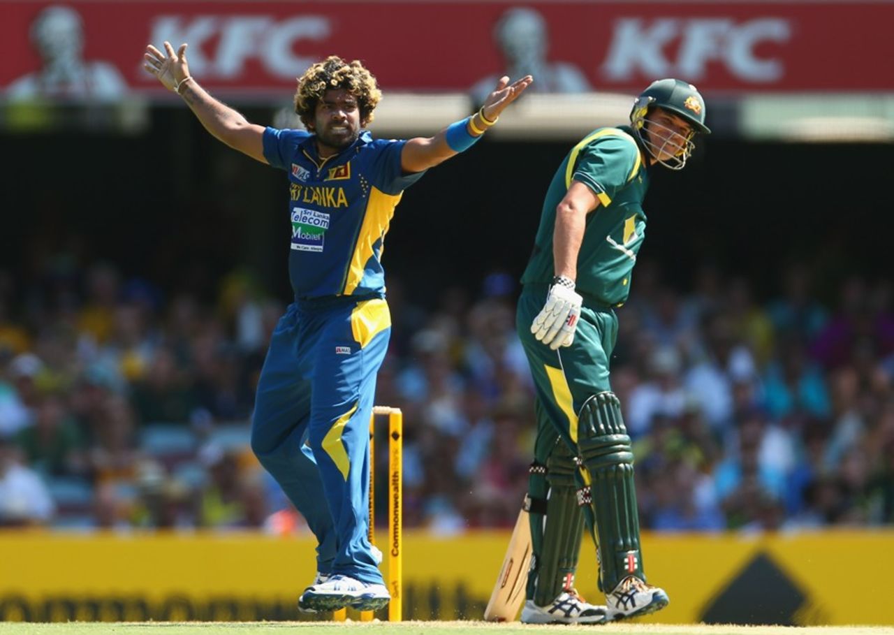 Lasith Malinga appeals for the wicket of Clint McKay, Australia v Sri Lanka, 3rd ODI, Brisbane, January 18, 2013