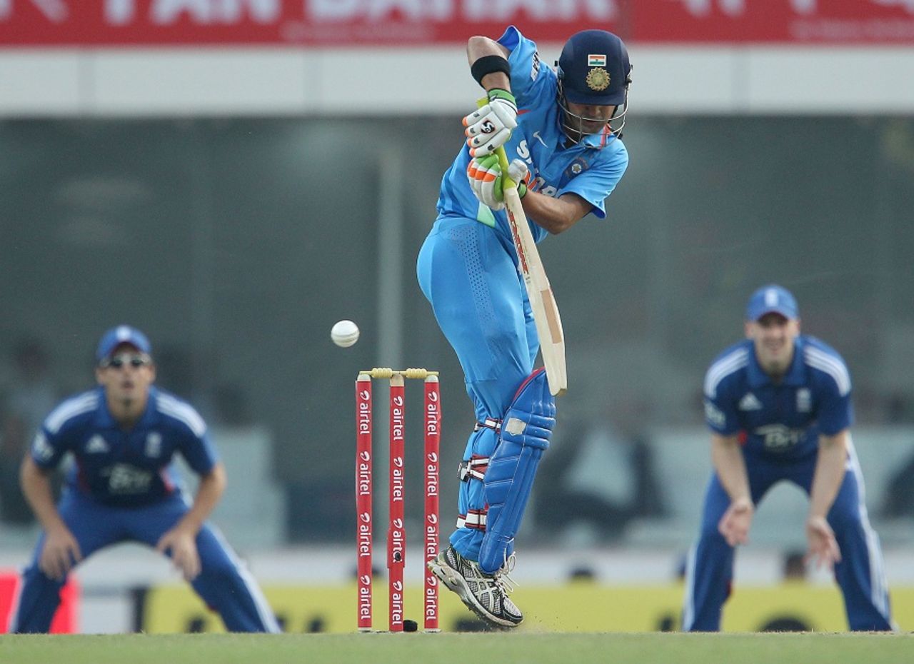 Gautam Gambhir tucks one on the on side, India v England, 3rd ODI, Ranchi, January 19, 2013