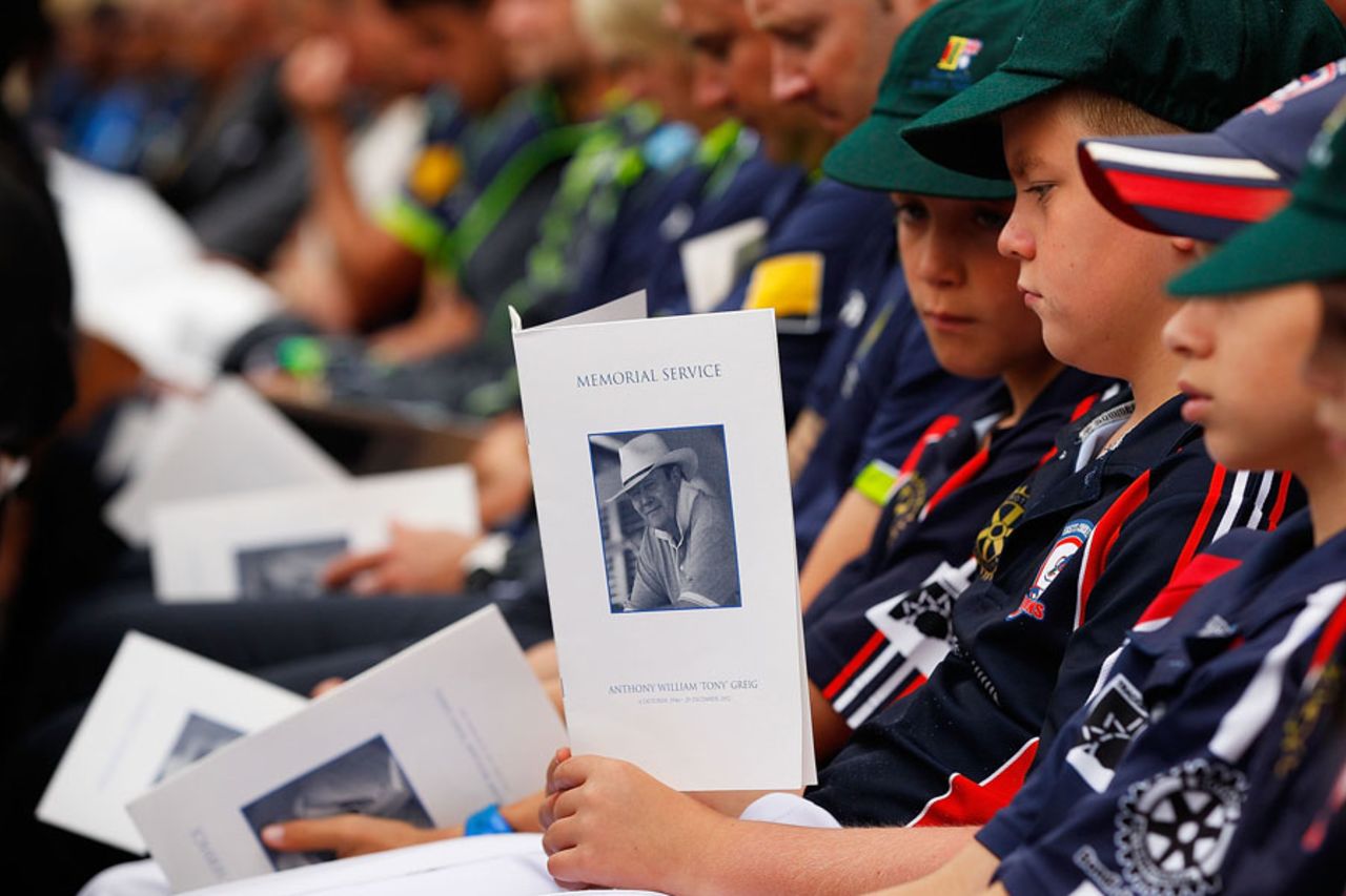 A booklet issued at Tony Greig's memorial service, Sydney, January 20, 2013
