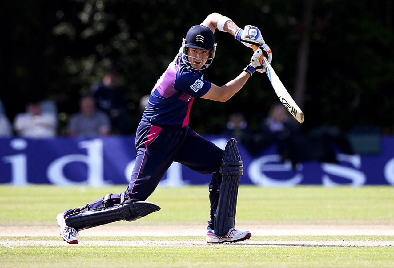 Joe Denly drives through the off side, Middlesex v Worcestershire, CB40 Group A, Uxbridge, August, 5, 2012
