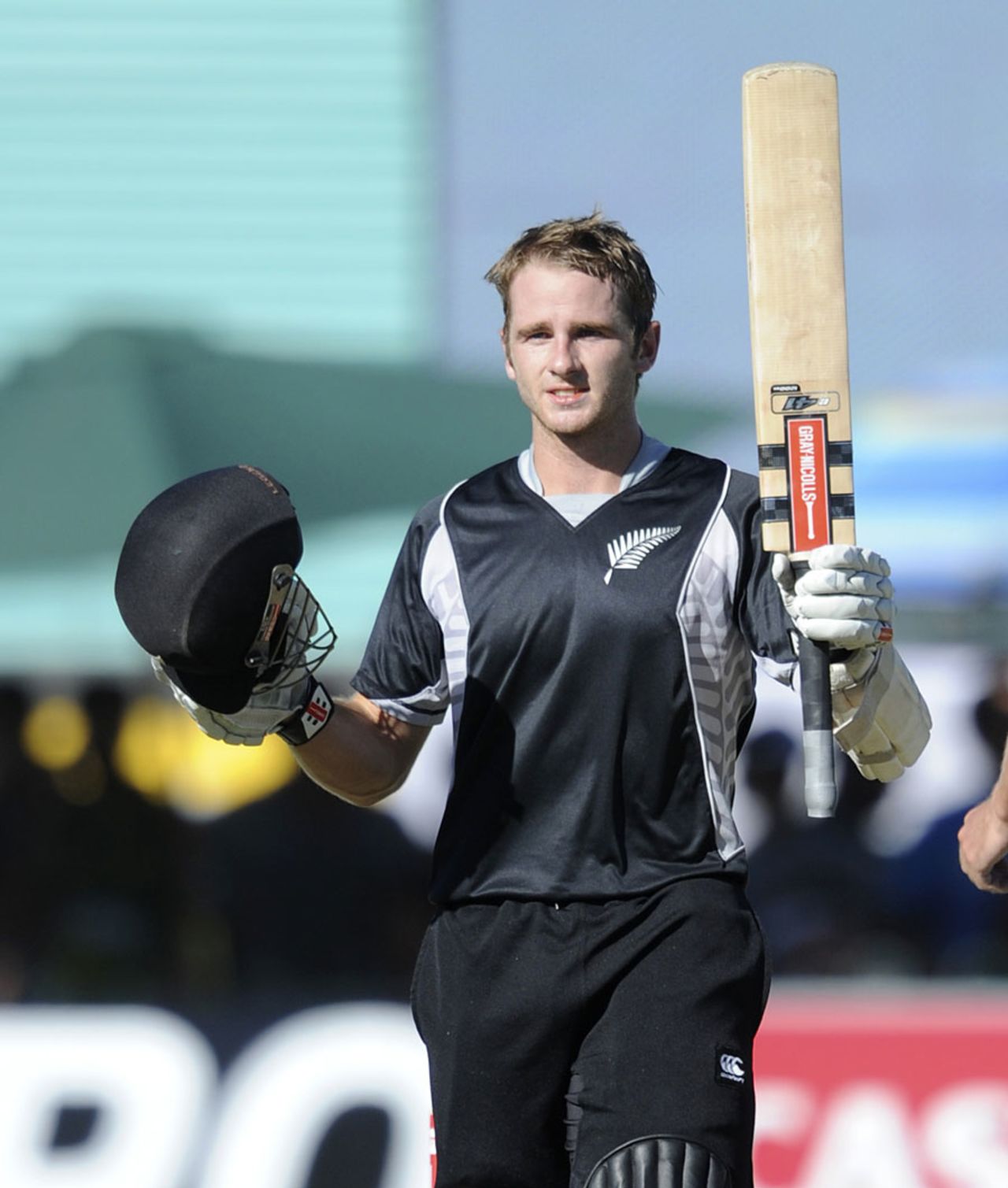 Kane Williamson celebrates his hundred, South Africa v New Zealand, 2nd ODI, Kimberley, January 22, 2013