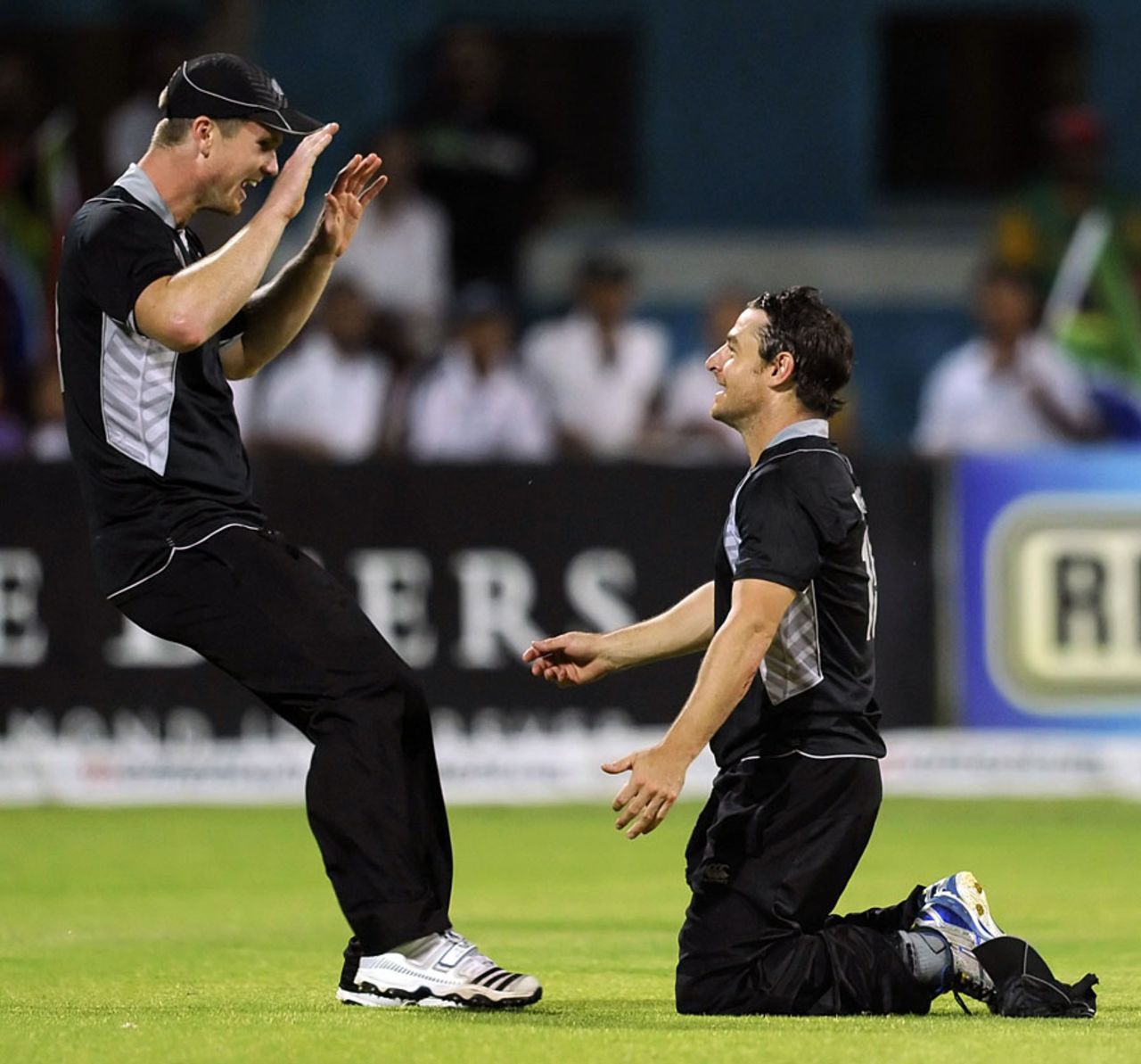 Nathan McCullum (right) was outstanding in the field, South Africa v New Zealand, 2nd ODI, Kimberley, January 22, 2013
