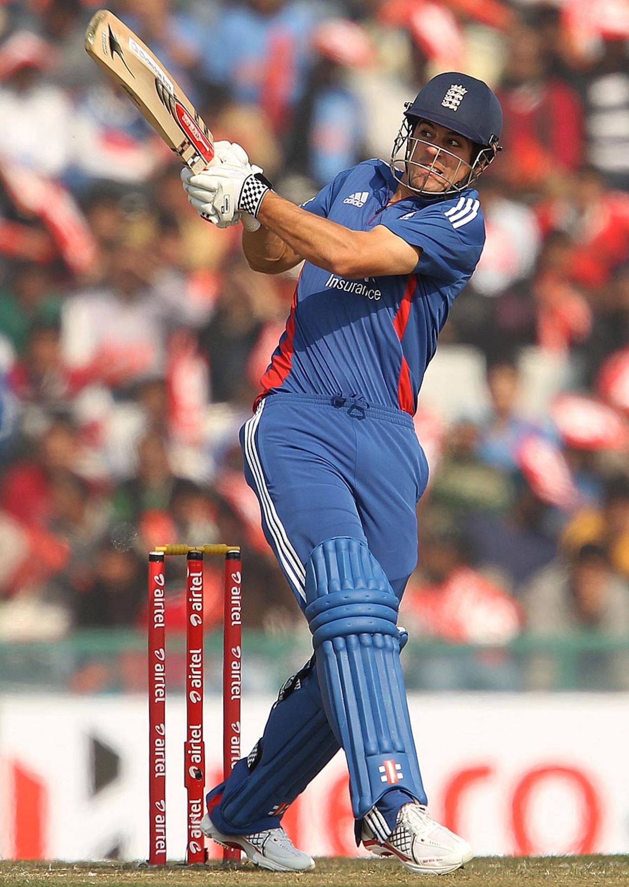 Alastair Cook pulls fiercely, India v England, 4th ODI, Mohali, January 23, 2013
