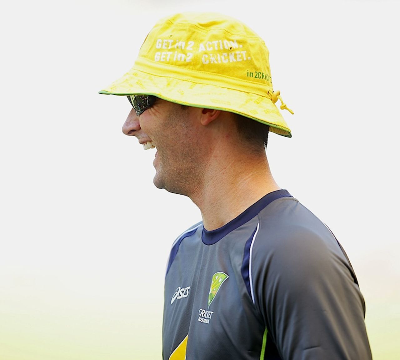 Michael Clarke has a light moment during training, Sydney, January 25, 2012