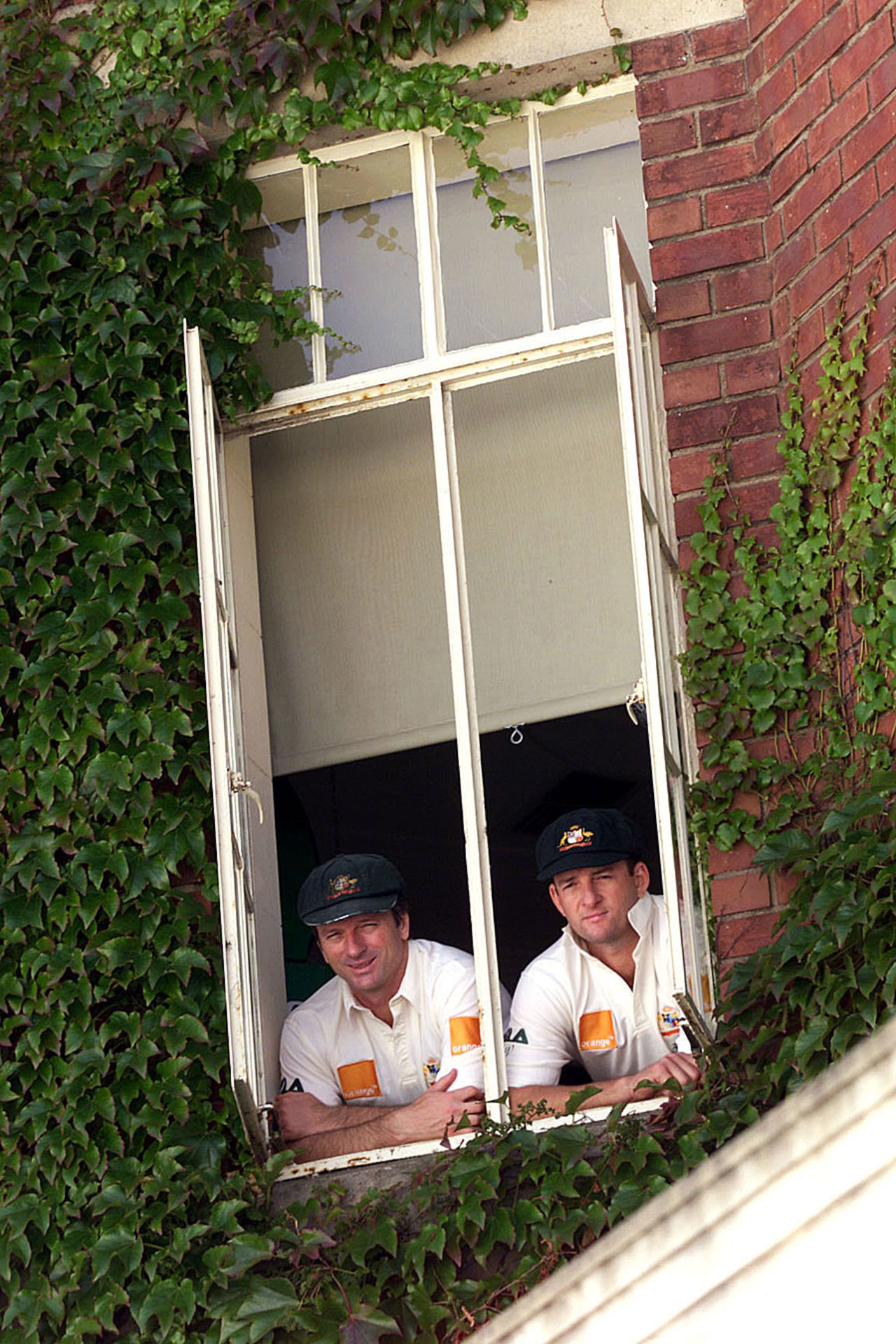 Steve and Mark Waugh take a break on the eve of the 100th Test they played together, Adelaide, December 13, 2001
