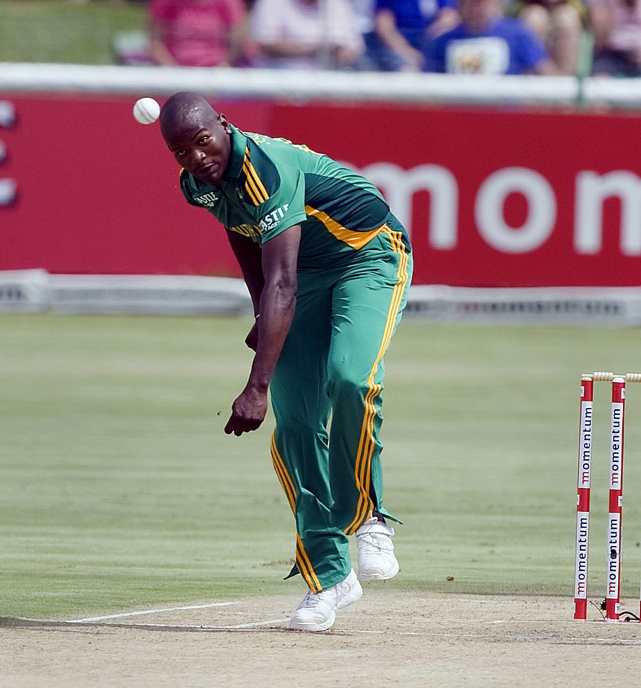 Lonwabo Tsotsobe claimed two wickets in his first spell, South Africa v New Zealand, 3rd ODI, Potchefstroom, January 25, 2013