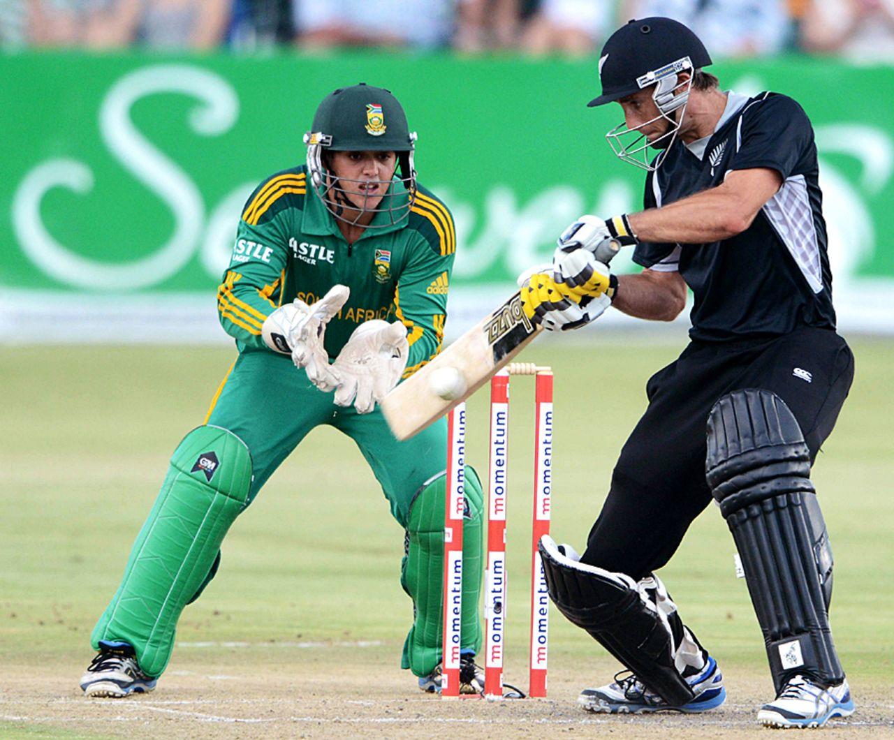 Grant Elliott plays the cut shot, South Africa v New Zealand, 3rd ODI, Potchefstroom, January 25, 2013