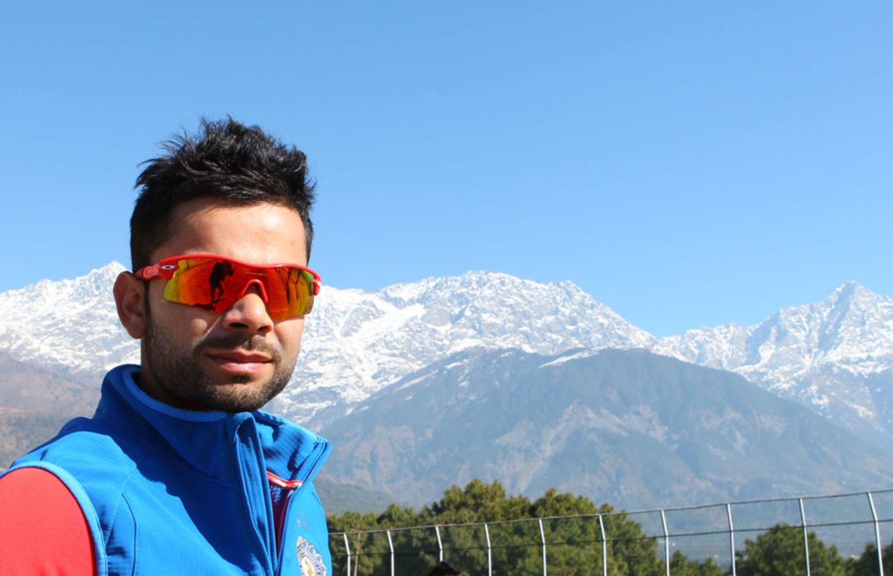 Virat Kohli poses for a photo in front of the Himalayas, India v England, 5th ODI, Dharamsala, January 26, 2013