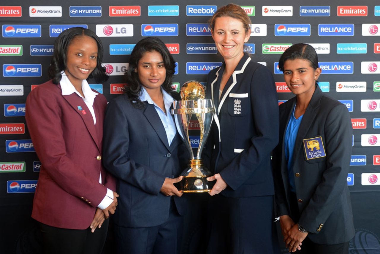 West Indies, India, England and Sri Lanka captains pose with the trophy, ICC Women's World Cup, Mumbai, January, 27, 2013