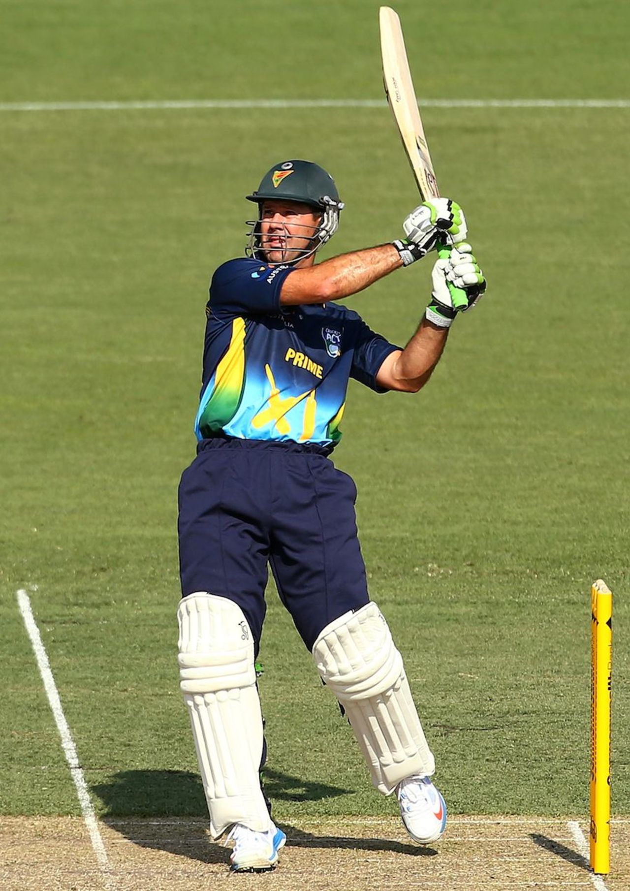 Ricky Ponting pulls during the tour game, Prime Minister's XI v West Indians, Canberra, January 29, 2013