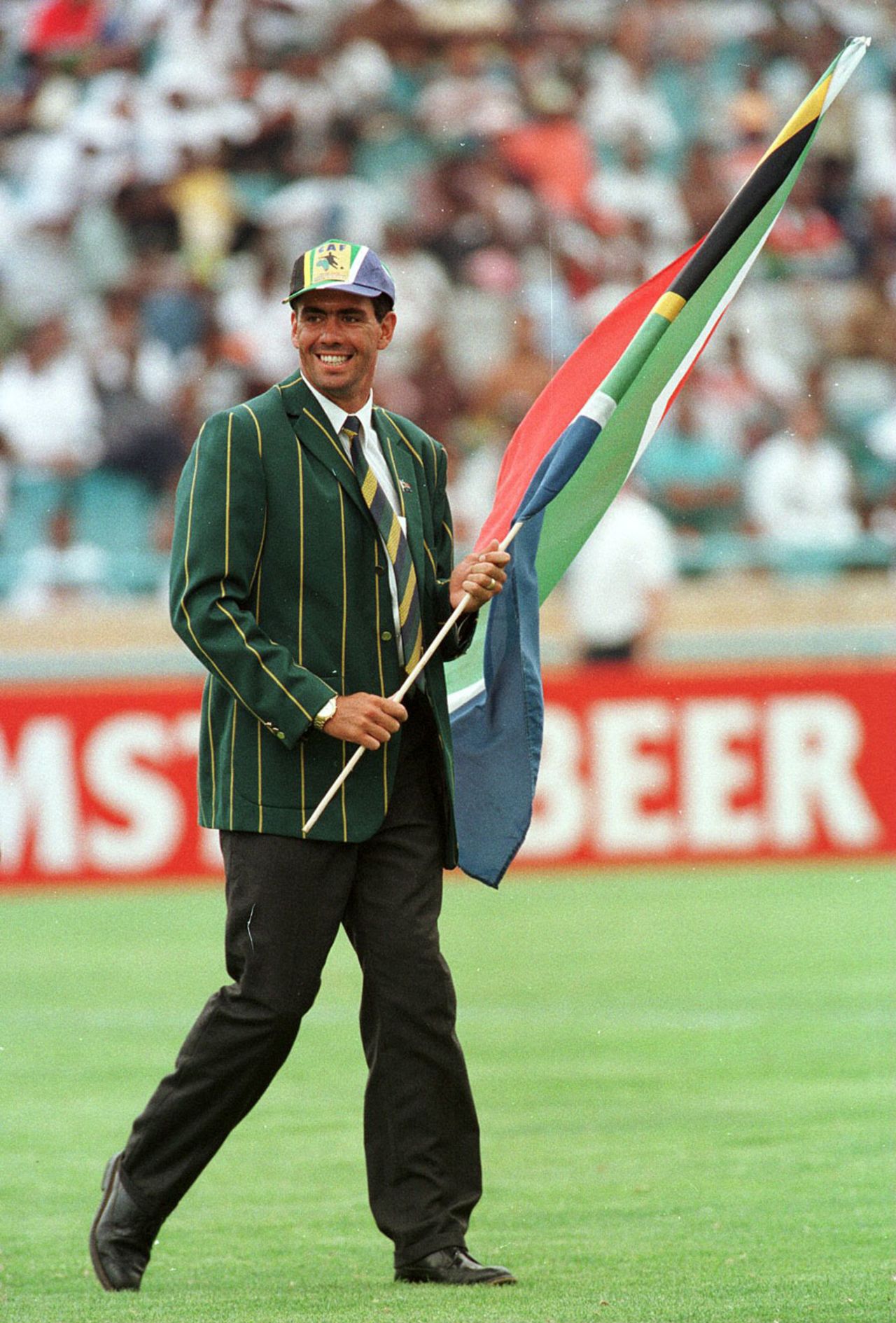Hansie Cronje supports South Africa at a football match, Johannesburg, January 24, 1996