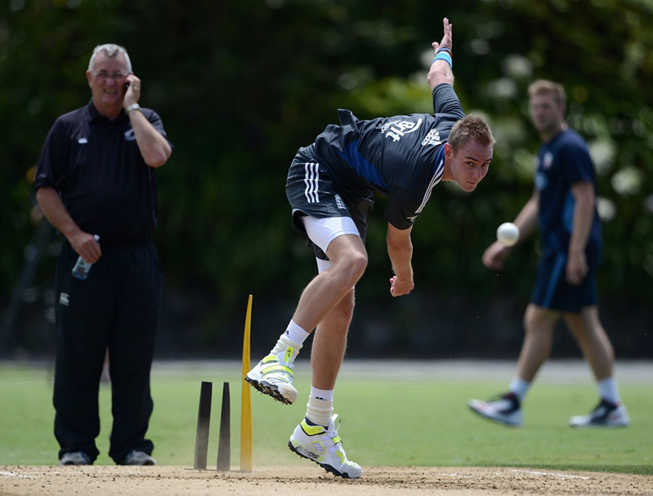 Stuart Broad is put through his paces, Auckland, January 31, 2013