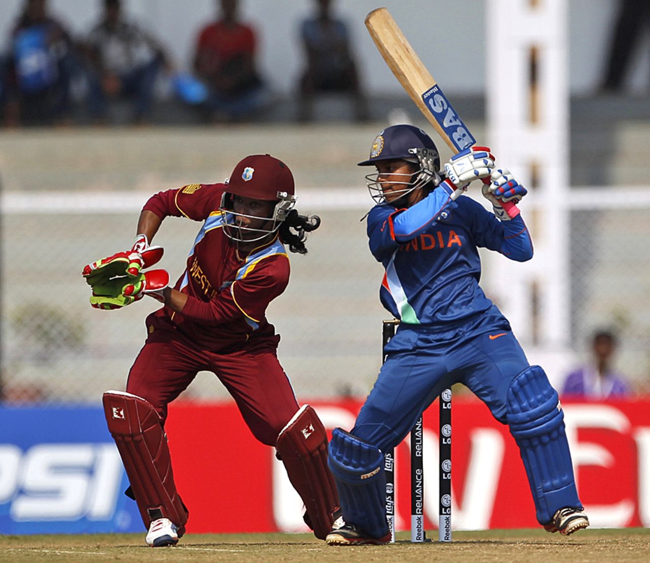 Poonam Raut cuts on her way to 72, India v West Indies, Women's World Cup 2013, Group A, Mumbai, January 31, 2013