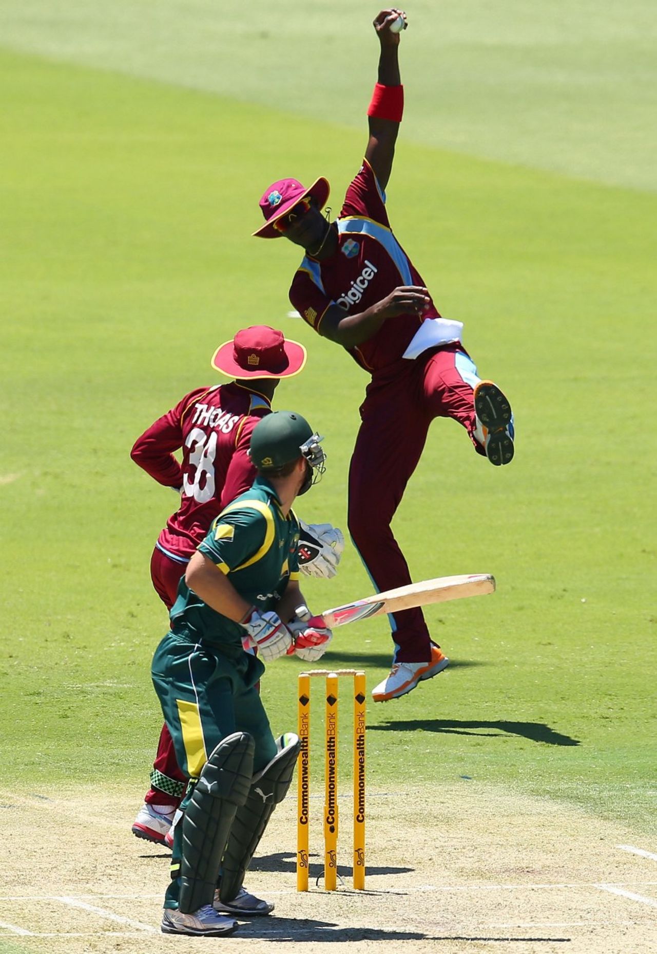 Darren Sammy takes a brilliant catch at slip, Australia v West Indies, 2nd ODI, Perth, February 3, 2013