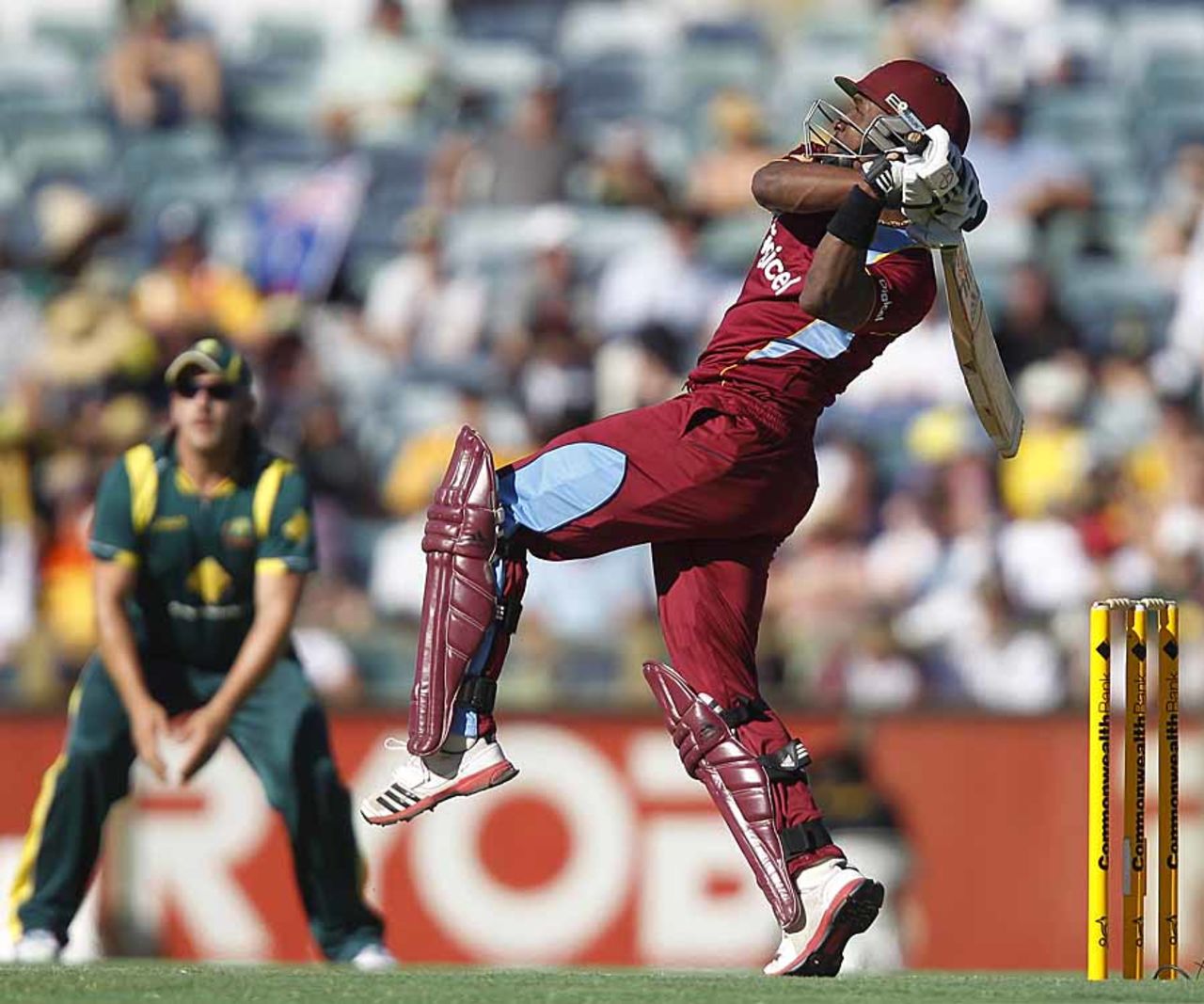 Dwayne Bravo resisted the Australian attack, scoring 45, Australia v West Indies, 2nd ODI, Perth, February 3, 2013