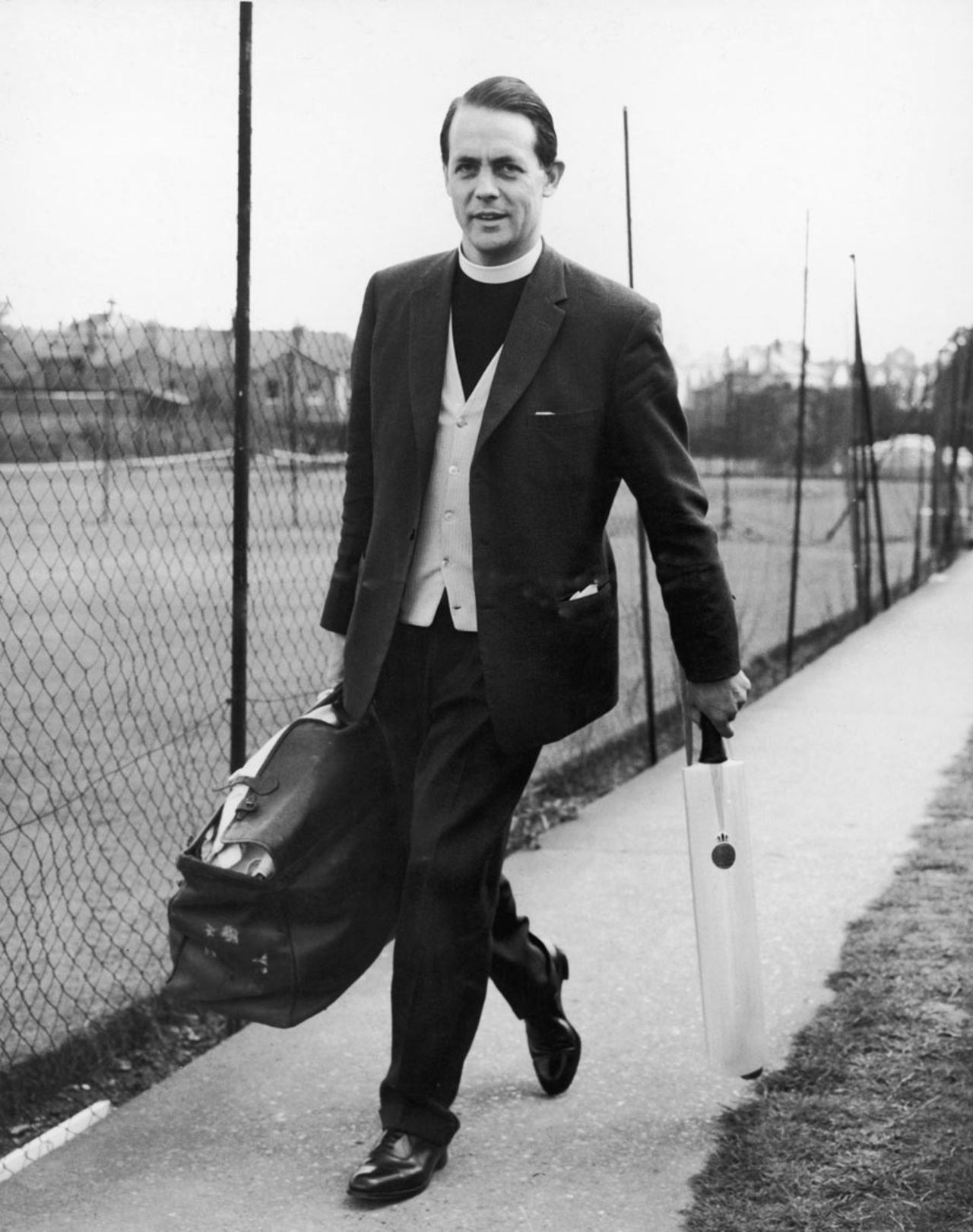 The Reverend David Sheppard arrives at the Club Cricket Conference at Hornsey to lead an MCC team, May 24, 1962