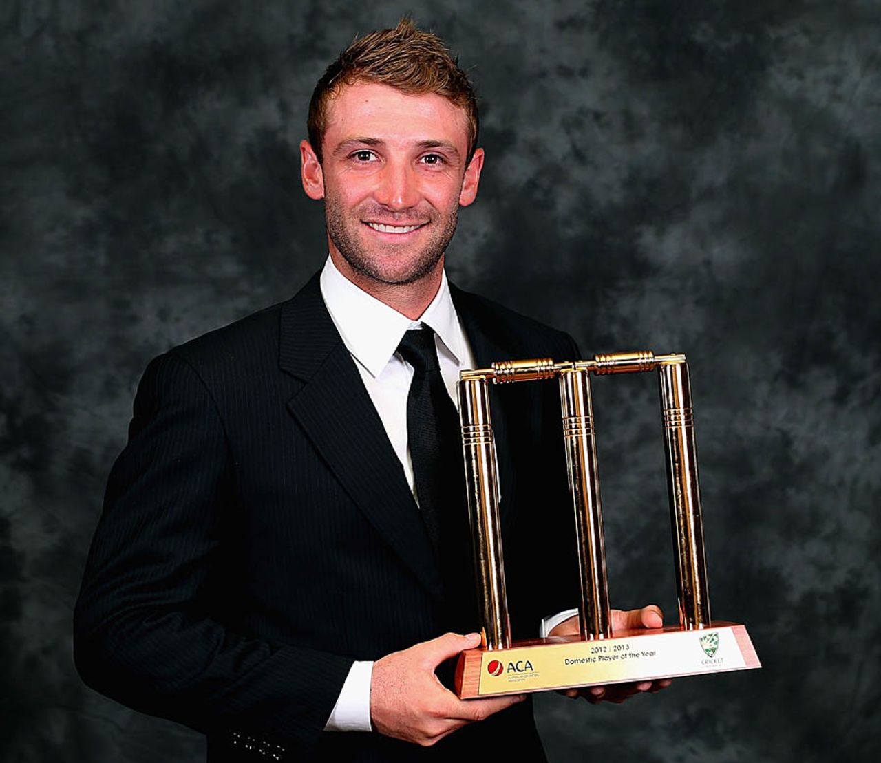 Phillip Hughes with the Domestic Player of the Year award, Melbourne, February 4, 2013
