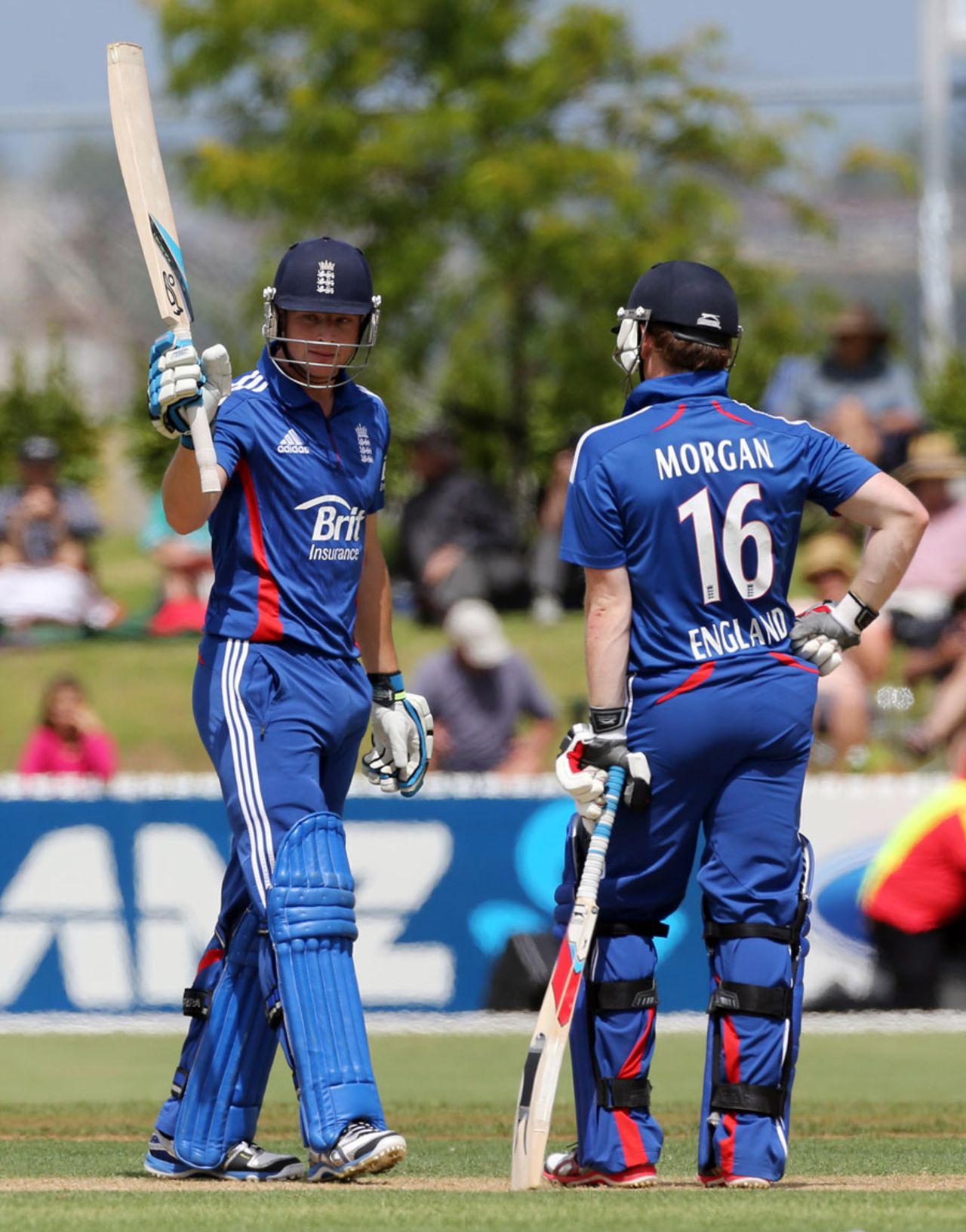 Jos Buttler acknowledges reaching his fifty, New Zealand XI v England XI, Twenty20, Whangarei, February 5, 2013