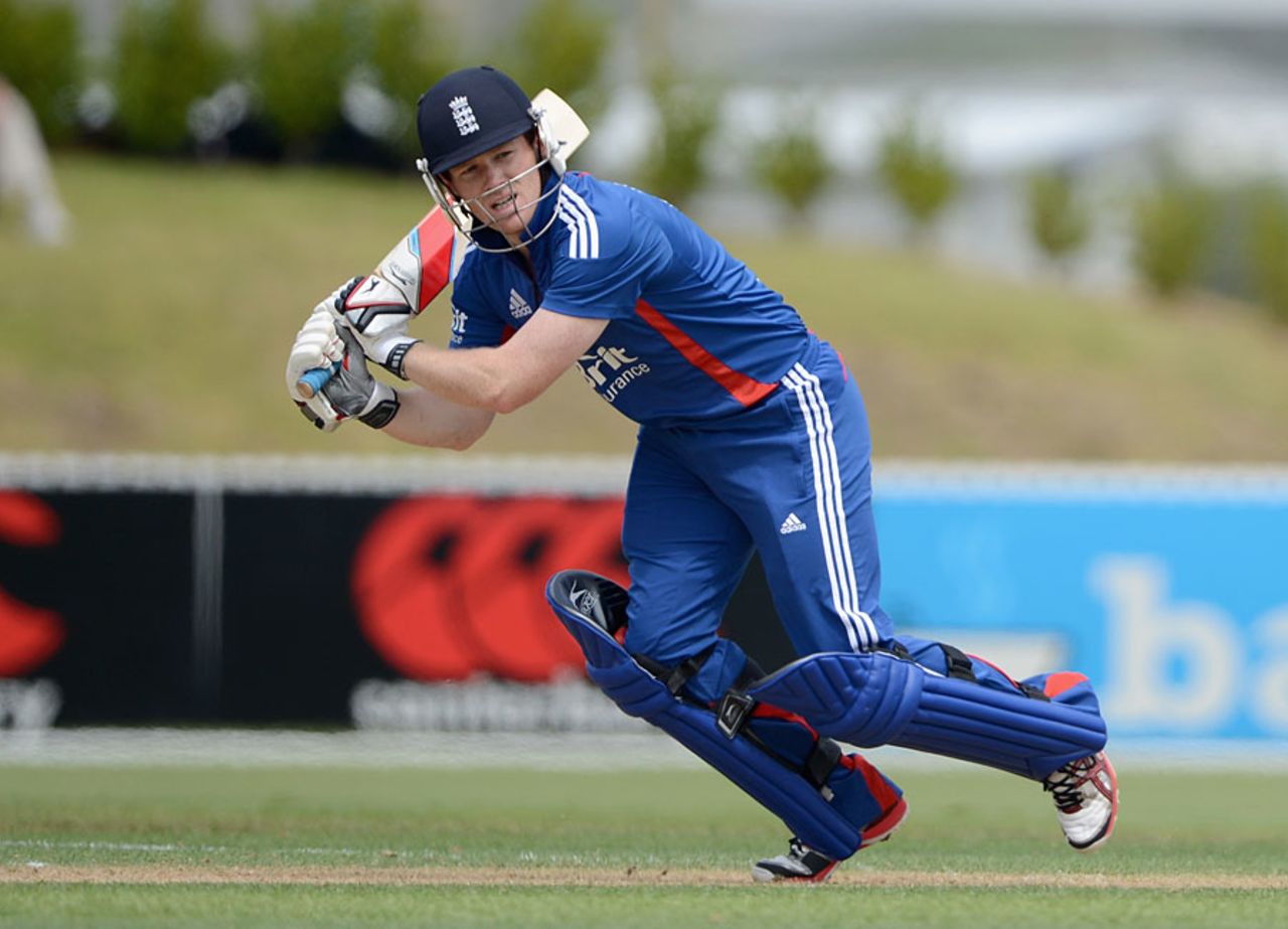 Eoin Morgan made 48 off 32 balls, New Zealand XI v England XI, Twenty20, Whangarei, February 5, 2013